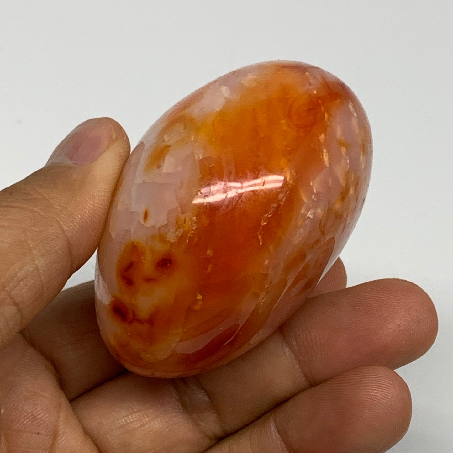 165.6g, 2.4"x2.1"x1.5", Red Carnelian Palm-Stone Gem Crystal Polished, B28424