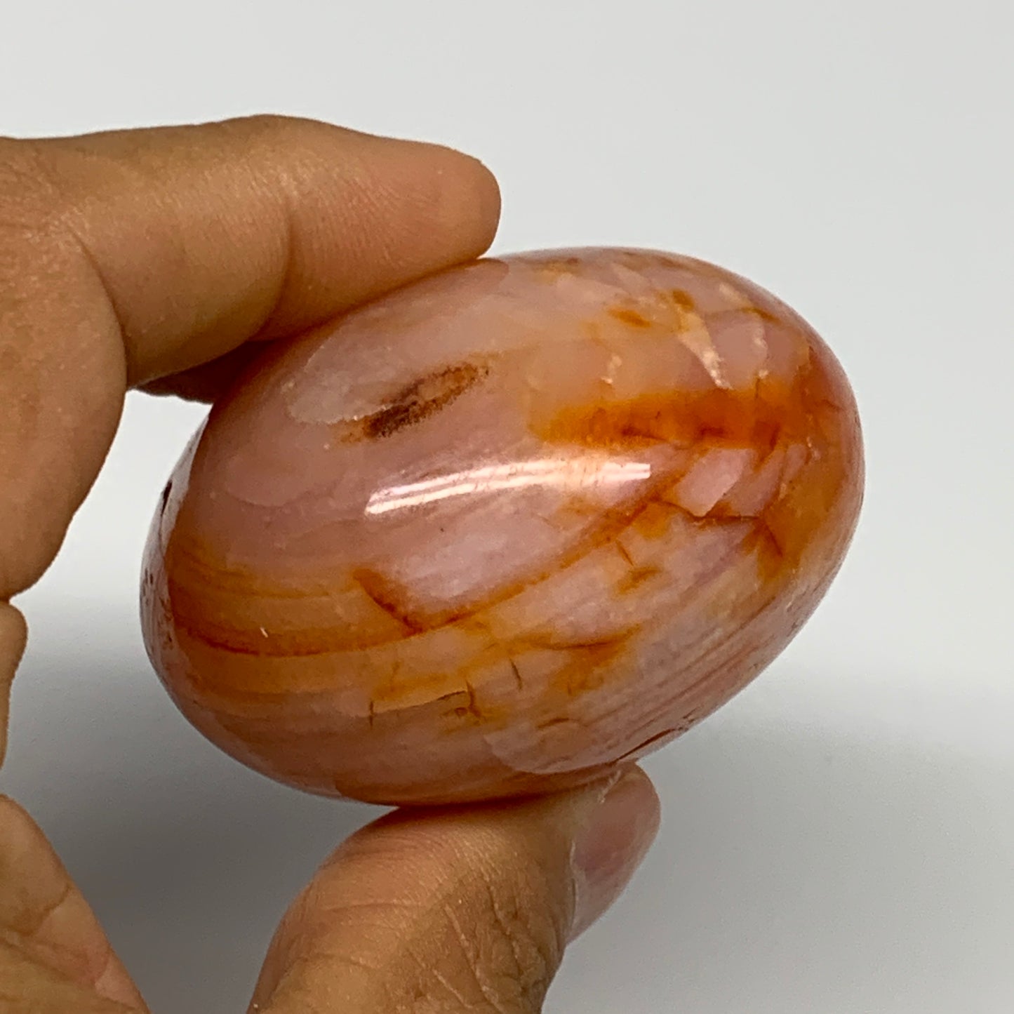 165.6g, 2.4"x2.1"x1.5", Red Carnelian Palm-Stone Gem Crystal Polished, B28424