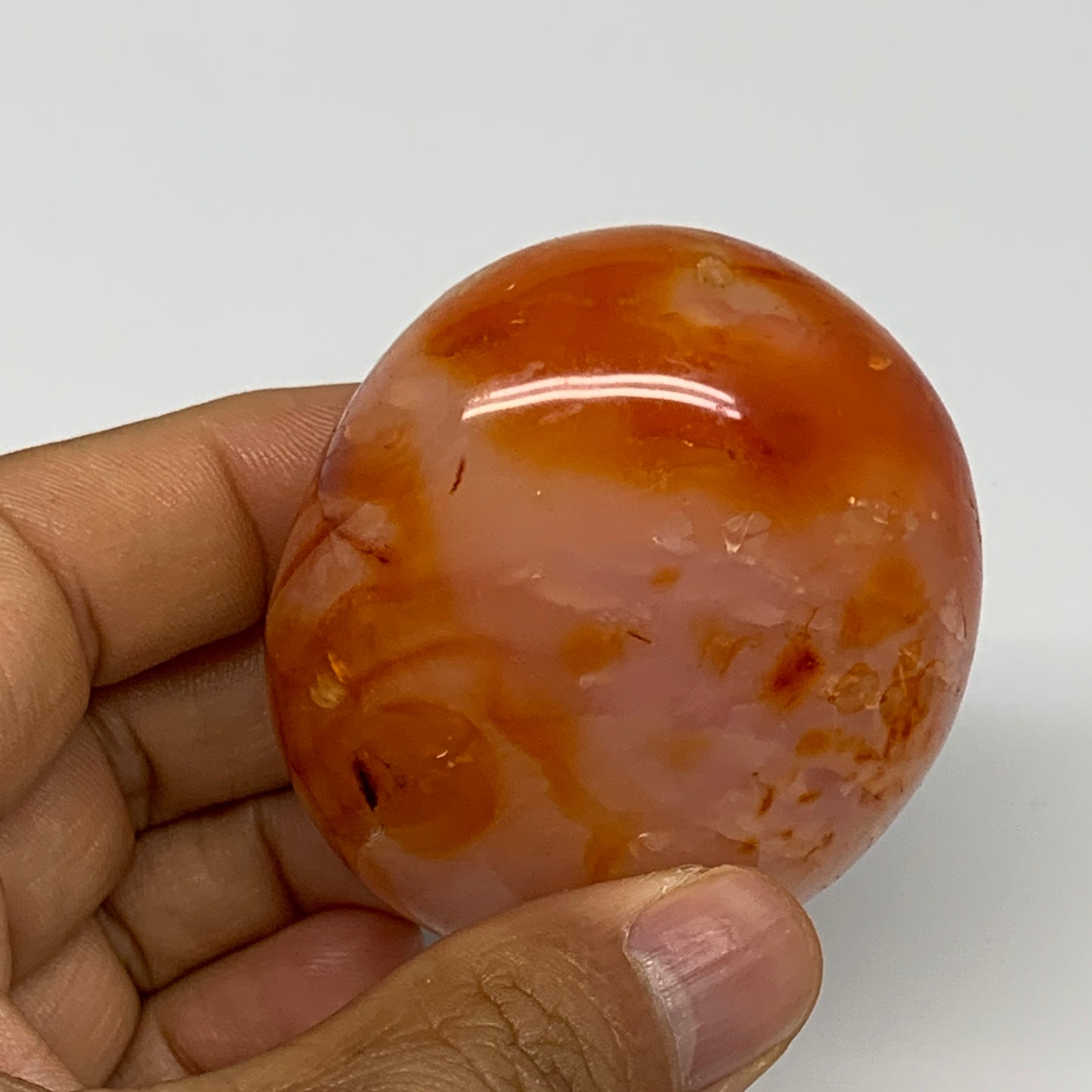 165.6g, 2.4"x2.1"x1.5", Red Carnelian Palm-Stone Gem Crystal Polished, B28424