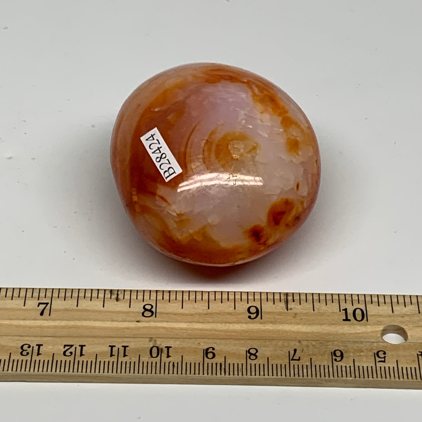 165.6g, 2.4"x2.1"x1.5", Red Carnelian Palm-Stone Gem Crystal Polished, B28424