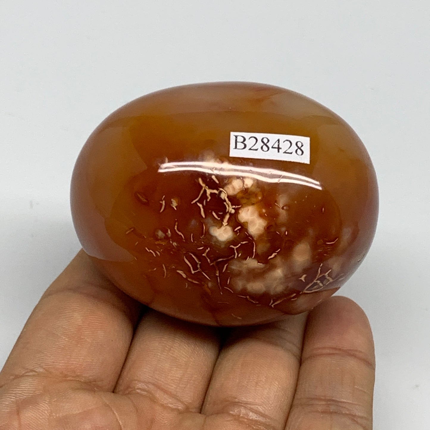 176.7g, 2.4"x1.9"x1.8", Red Carnelian Palm-Stone Gem Crystal Polished, B28428