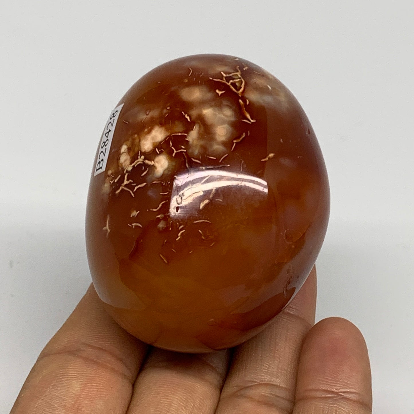 176.7g, 2.4"x1.9"x1.8", Red Carnelian Palm-Stone Gem Crystal Polished, B28428