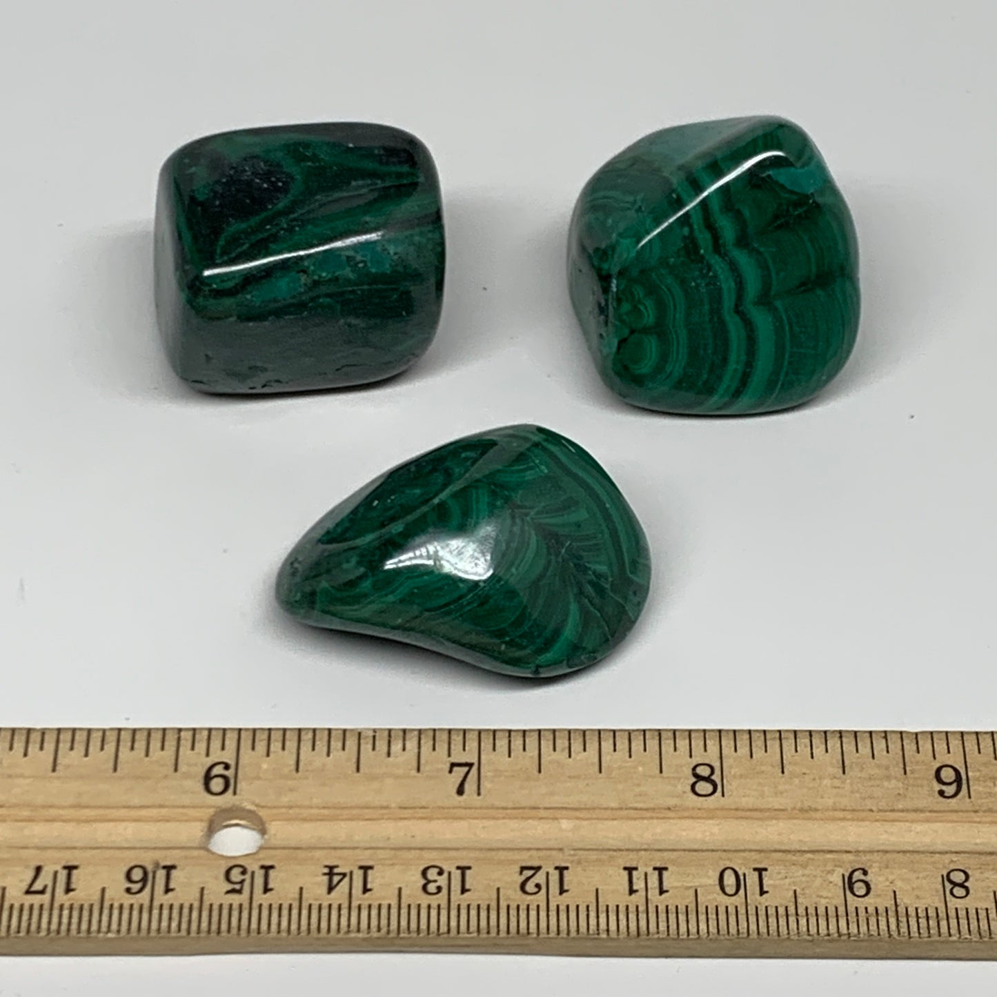 173.9g, 1.3"-1.6", 3pcs, Natural Small Malachite Tumbled Polished, B32817
