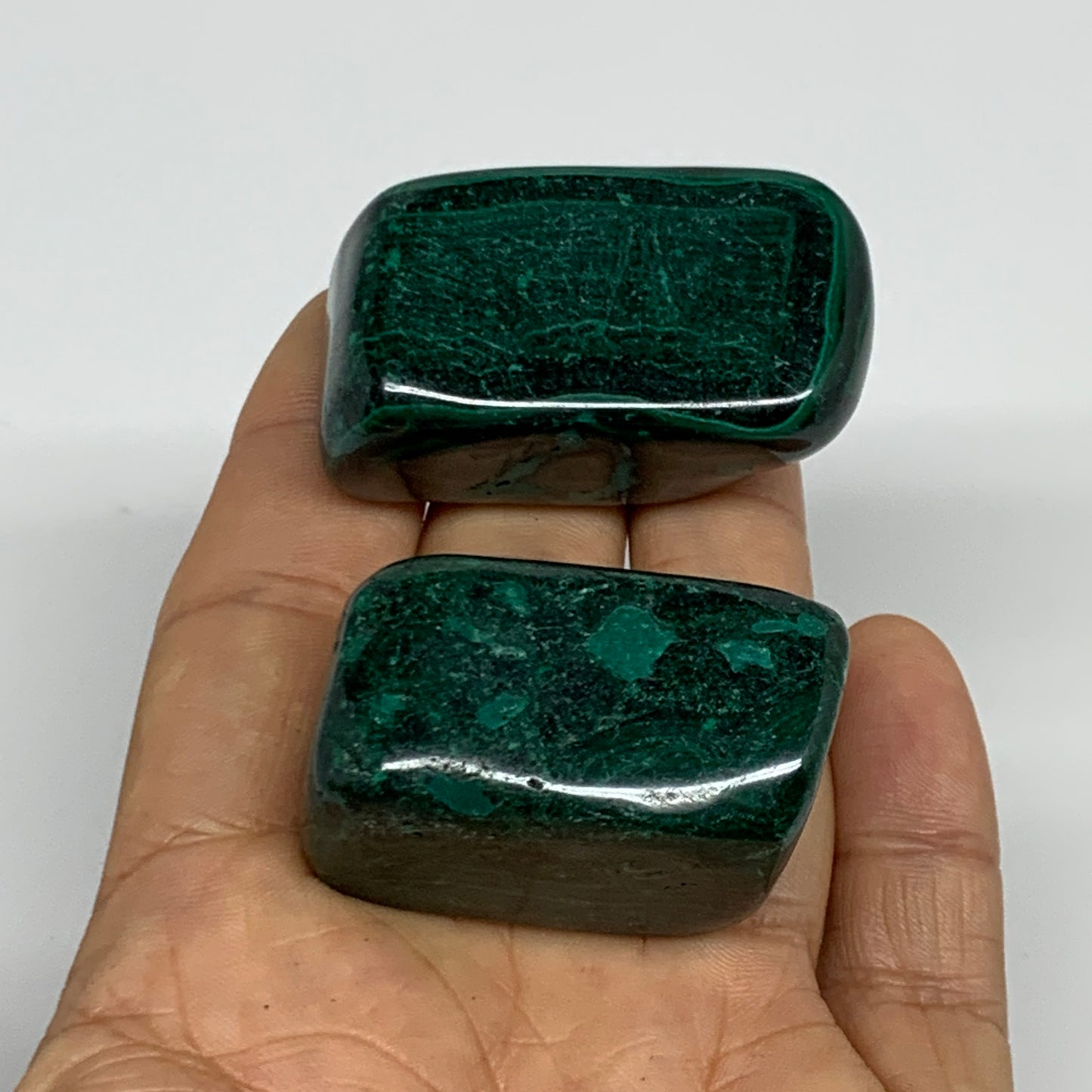 143.4g, 1.5"-1.8", 2pcs, Natural Small Malachite Tumbled Polished, B32820