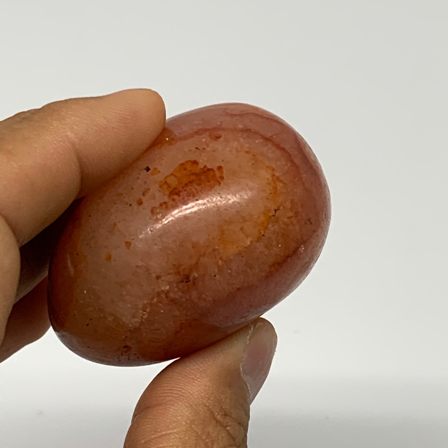 130.4g, 2"x2"x1.4", Red Carnelian Palm-Stone Gem Crystal Polished, B28437