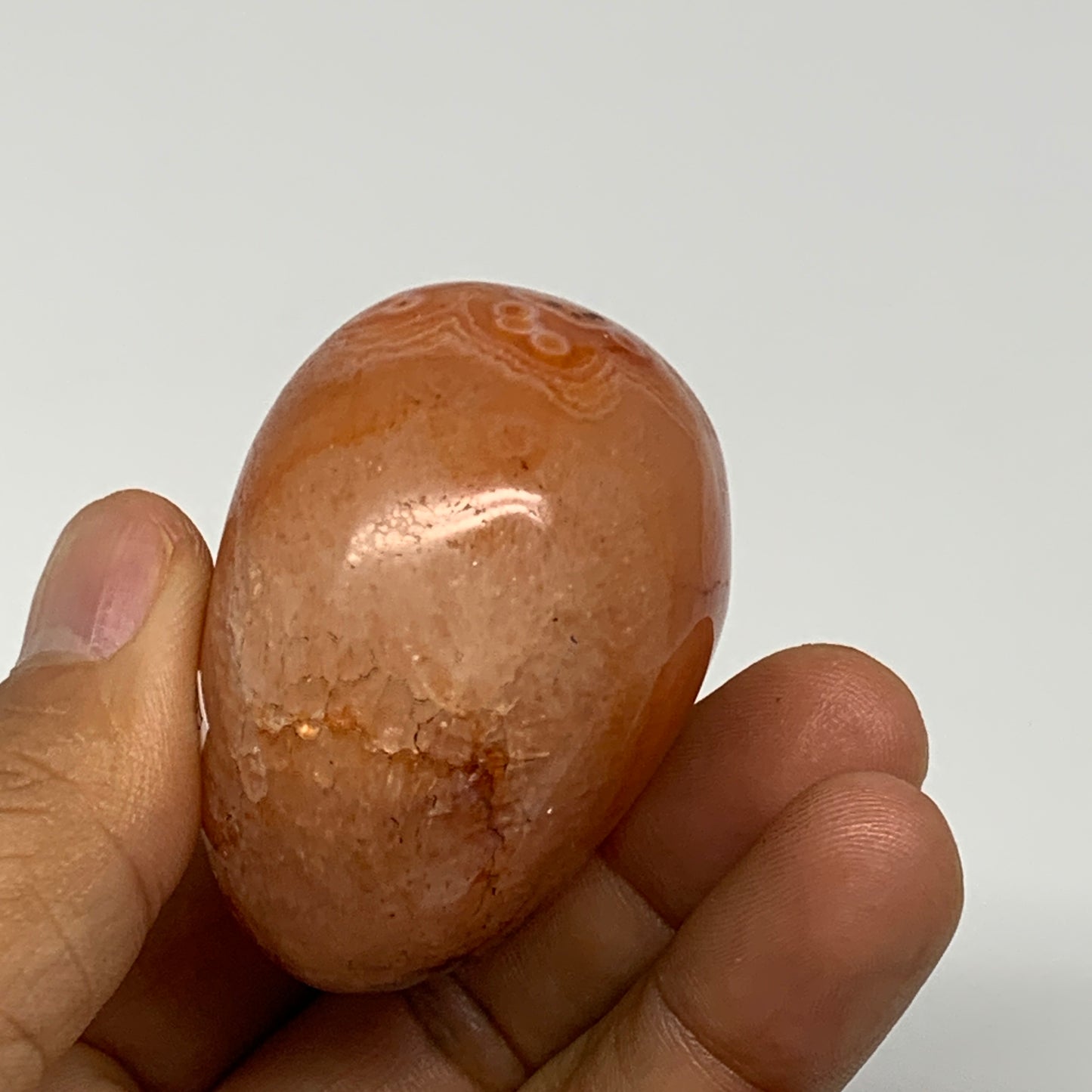 130.4g, 2"x2"x1.4", Red Carnelian Palm-Stone Gem Crystal Polished, B28437