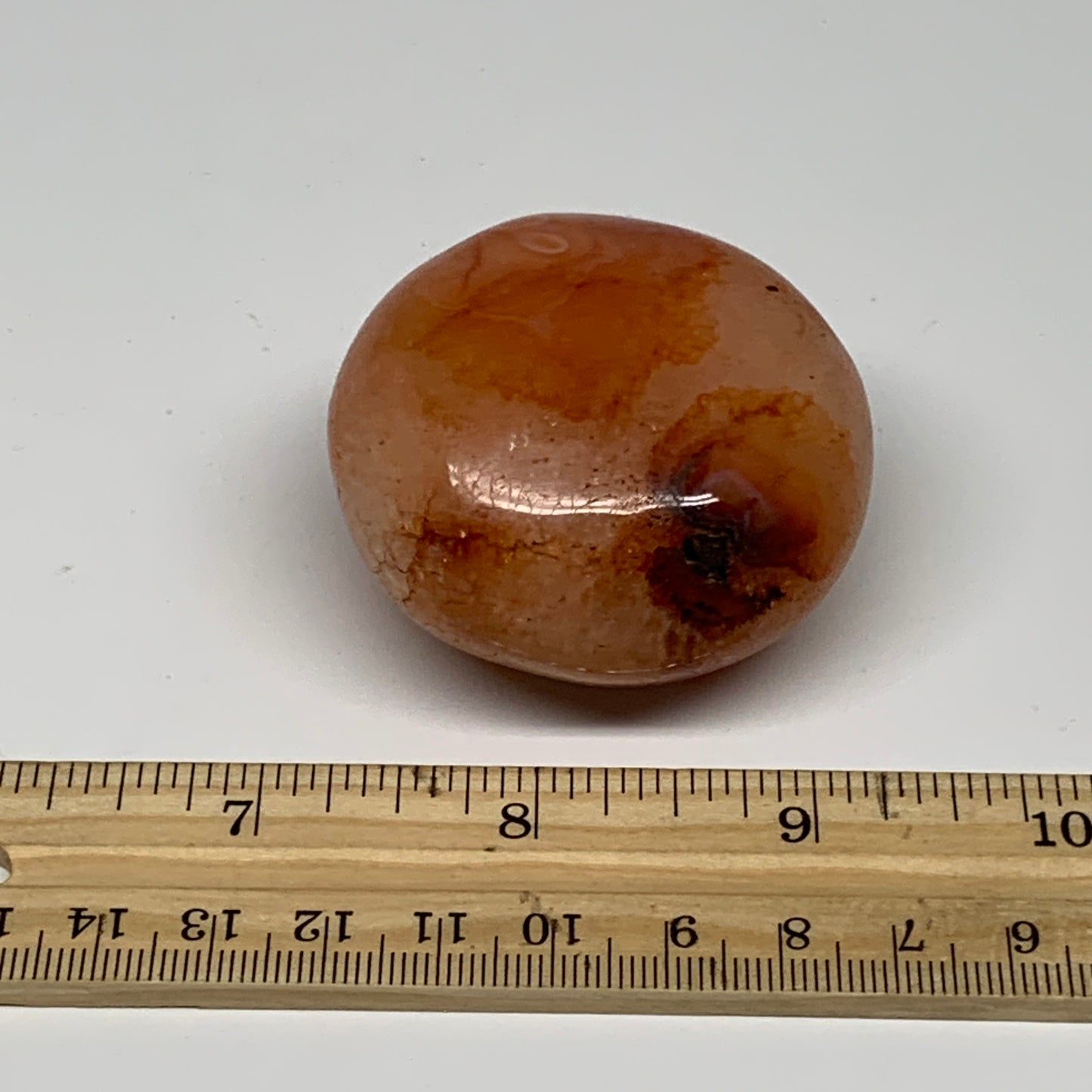 130.4g, 2"x2"x1.4", Red Carnelian Palm-Stone Gem Crystal Polished, B28437