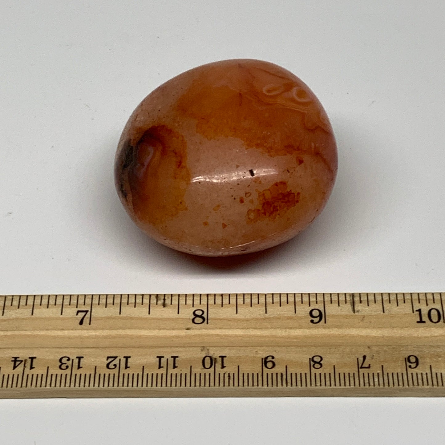 130.4g, 2"x2"x1.4", Red Carnelian Palm-Stone Gem Crystal Polished, B28437