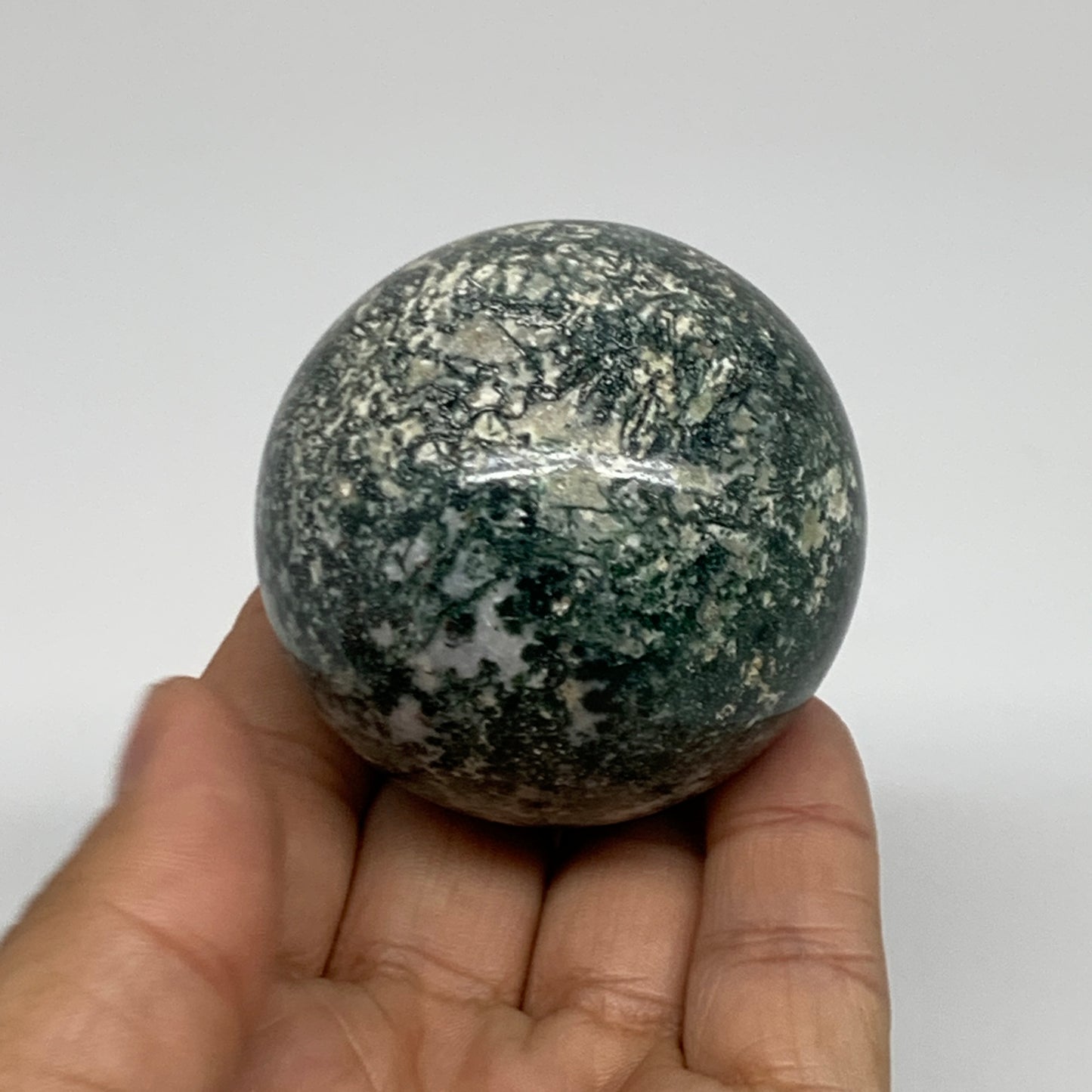 178.7g, 2"(51mm), Natural Moss Agate Sphere Ball Gemstone @India,B34917