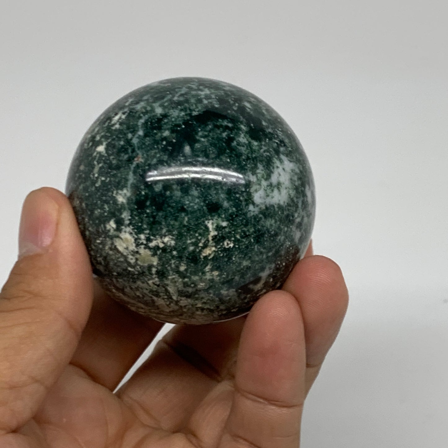 178.7g, 2"(51mm), Natural Moss Agate Sphere Ball Gemstone @India,B34917