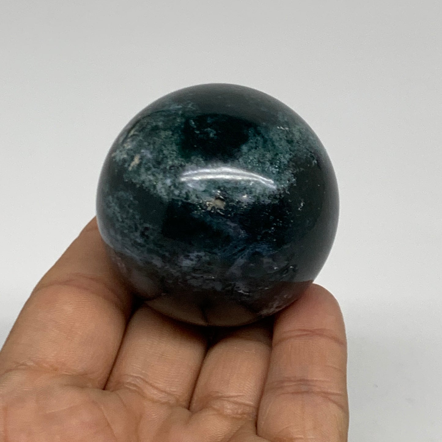 148g, 1.9"(48mm), Natural Moss Agate Sphere Ball Gemstone @India,B34918