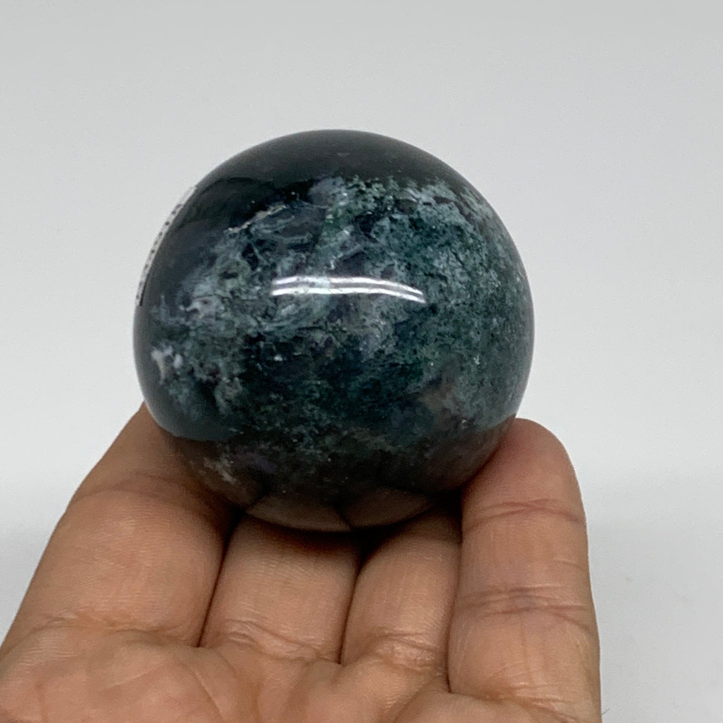 148g, 1.9"(48mm), Natural Moss Agate Sphere Ball Gemstone @India,B34918