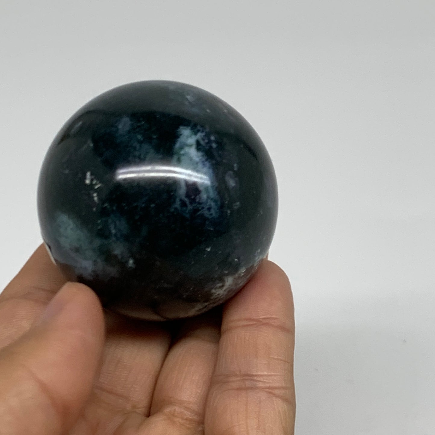 148g, 1.9"(48mm), Natural Moss Agate Sphere Ball Gemstone @India,B34918