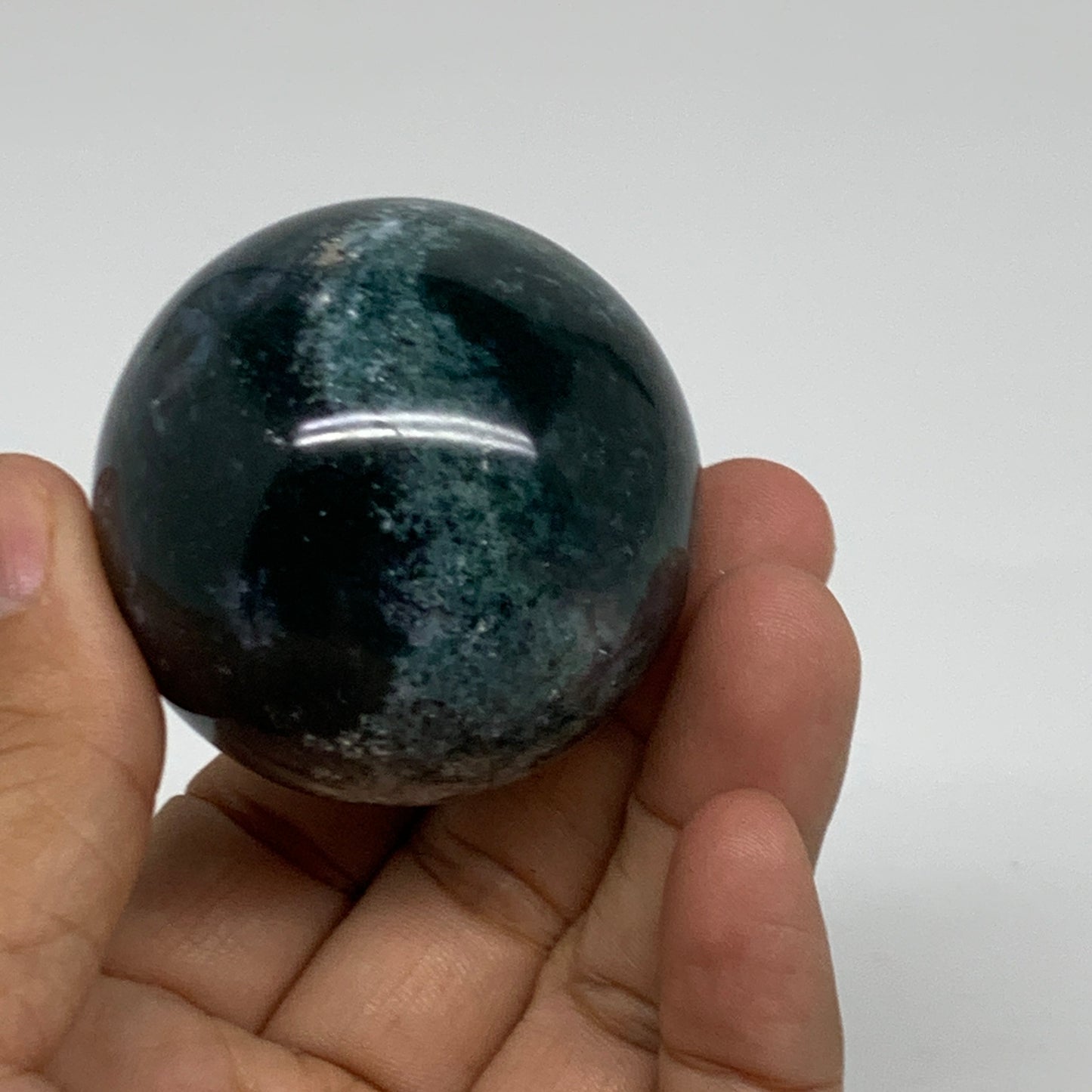 148g, 1.9"(48mm), Natural Moss Agate Sphere Ball Gemstone @India,B34918