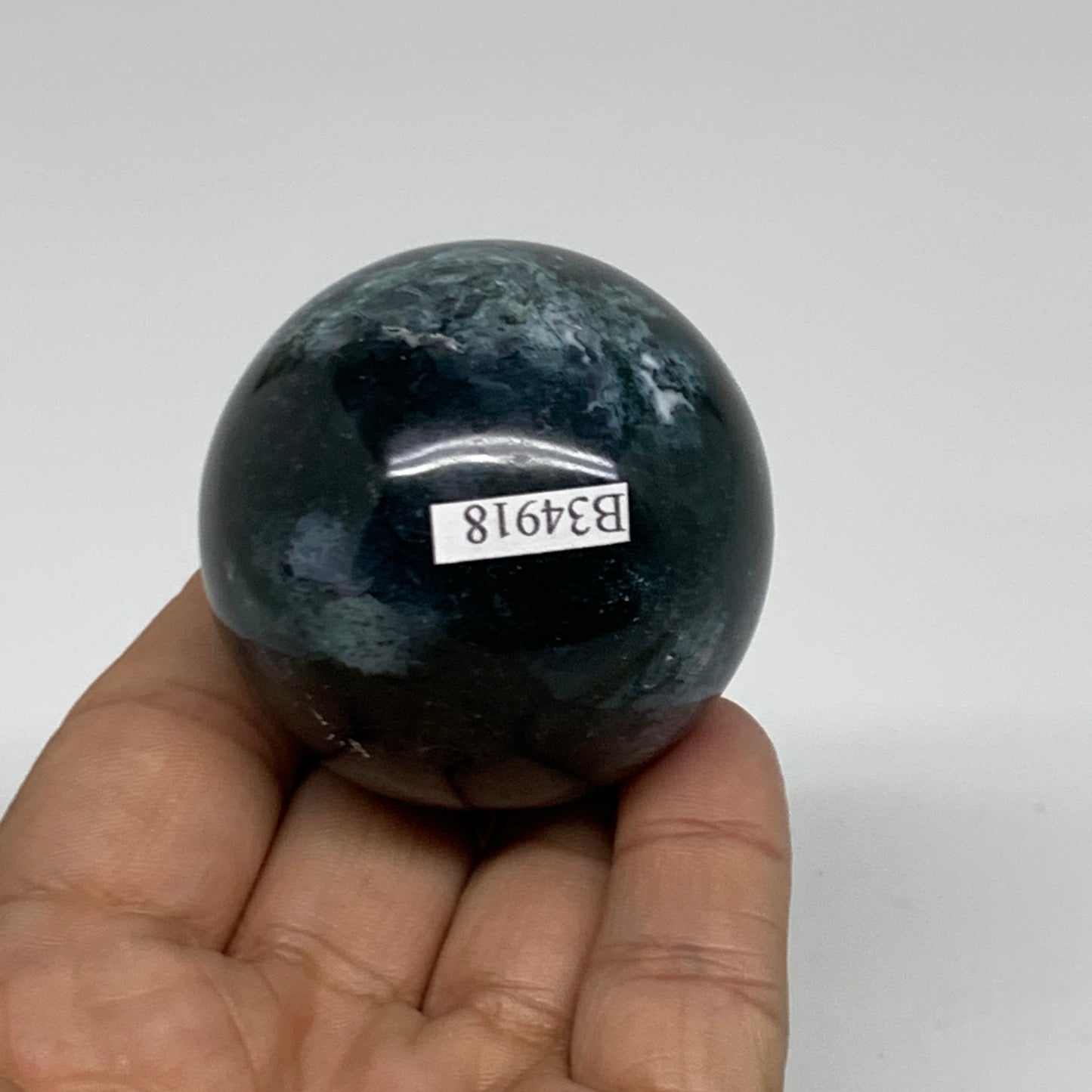 148g, 1.9"(48mm), Natural Moss Agate Sphere Ball Gemstone @India,B34918