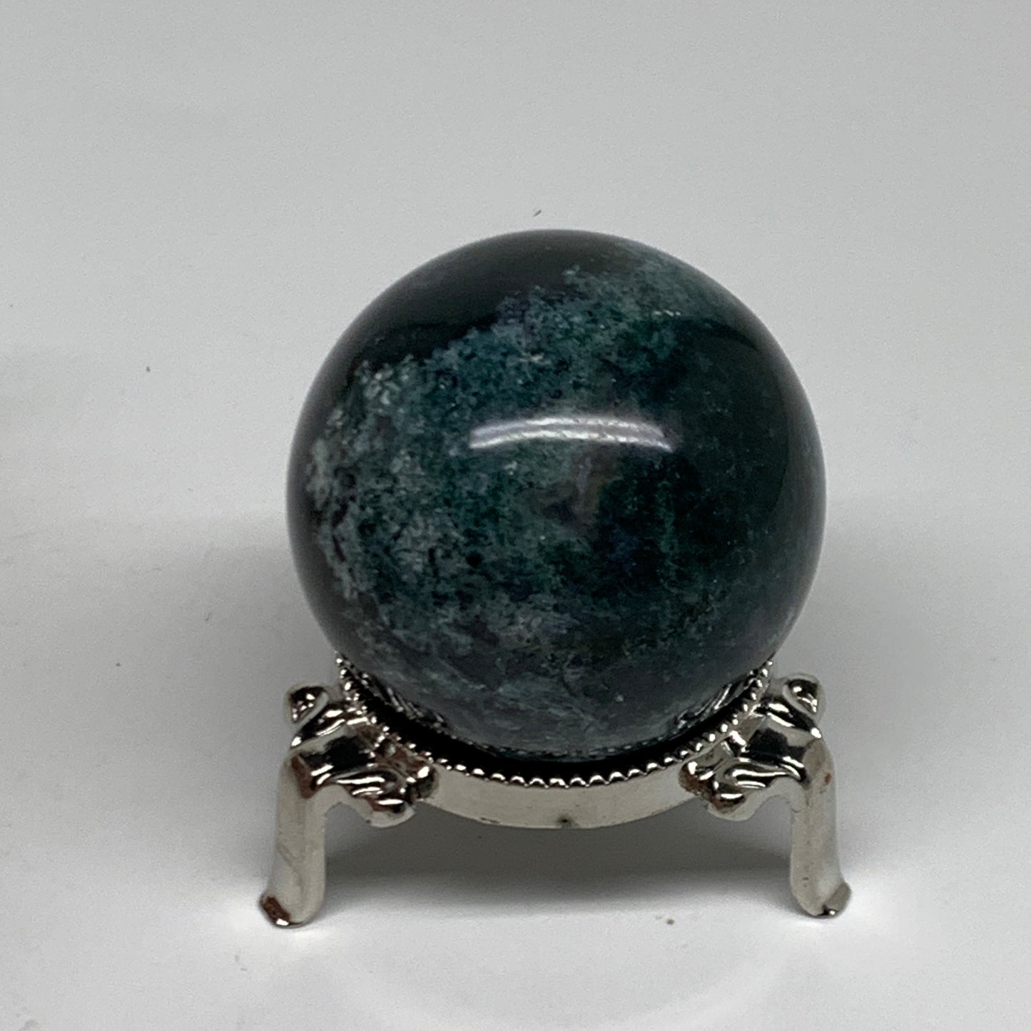 148g, 1.9"(48mm), Natural Moss Agate Sphere Ball Gemstone @India,B34918