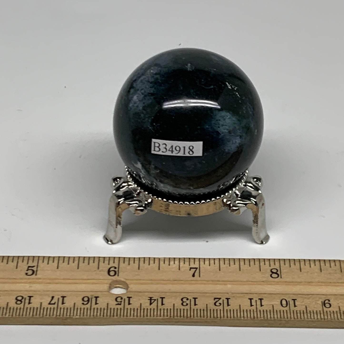 148g, 1.9"(48mm), Natural Moss Agate Sphere Ball Gemstone @India,B34918