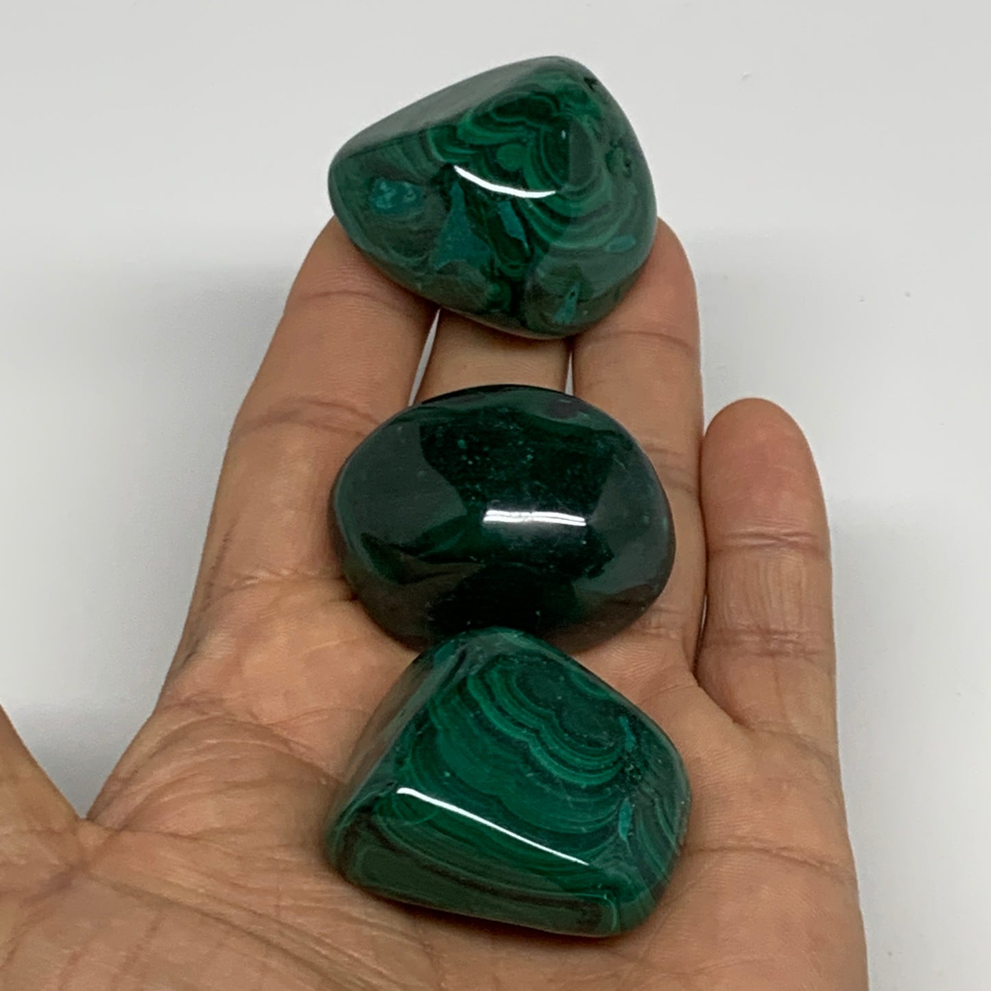 167.4g, 1.4"-1.6", 3pcs, Natural Small Malachite Tumbled Polished, B32829