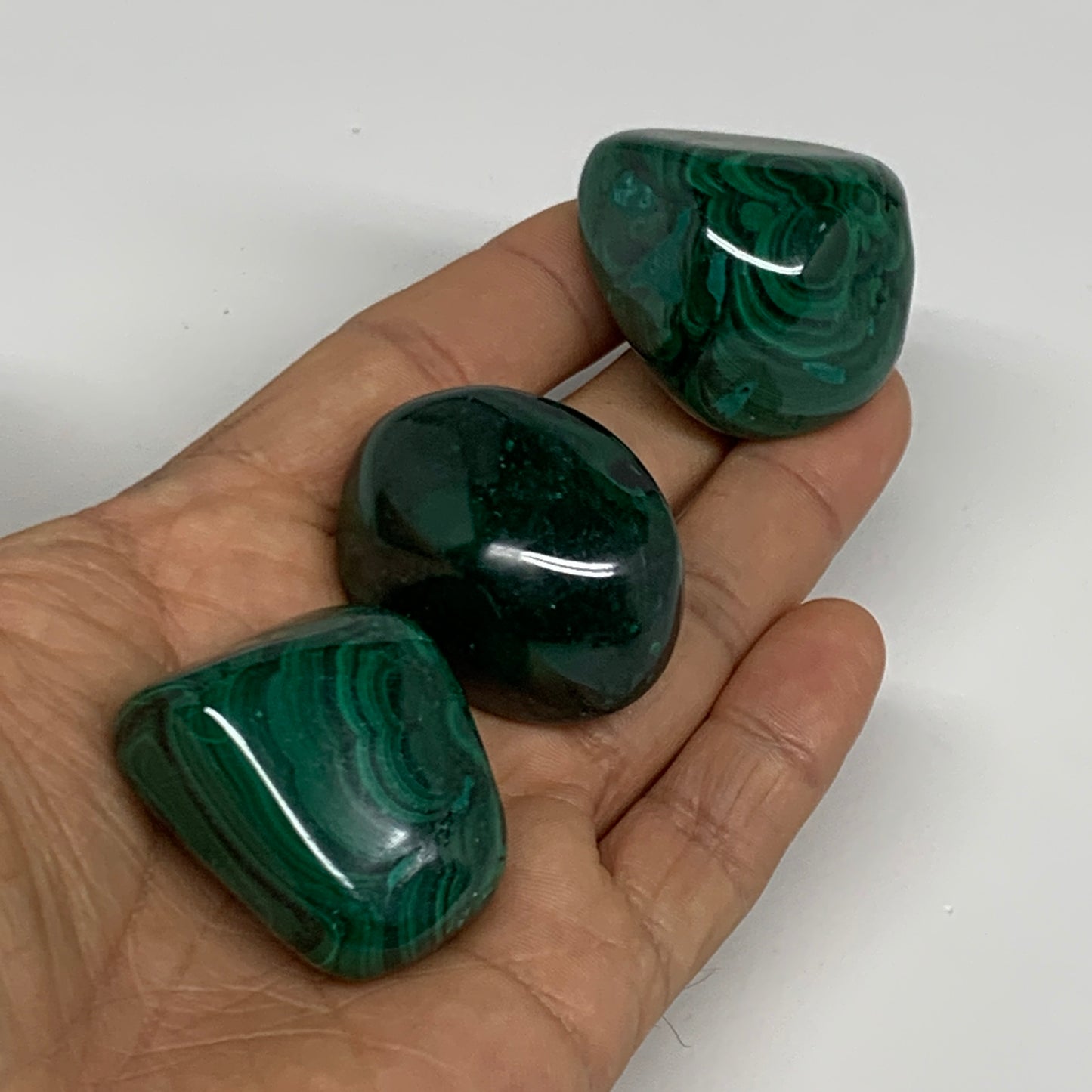 167.4g, 1.4"-1.6", 3pcs, Natural Small Malachite Tumbled Polished, B32829