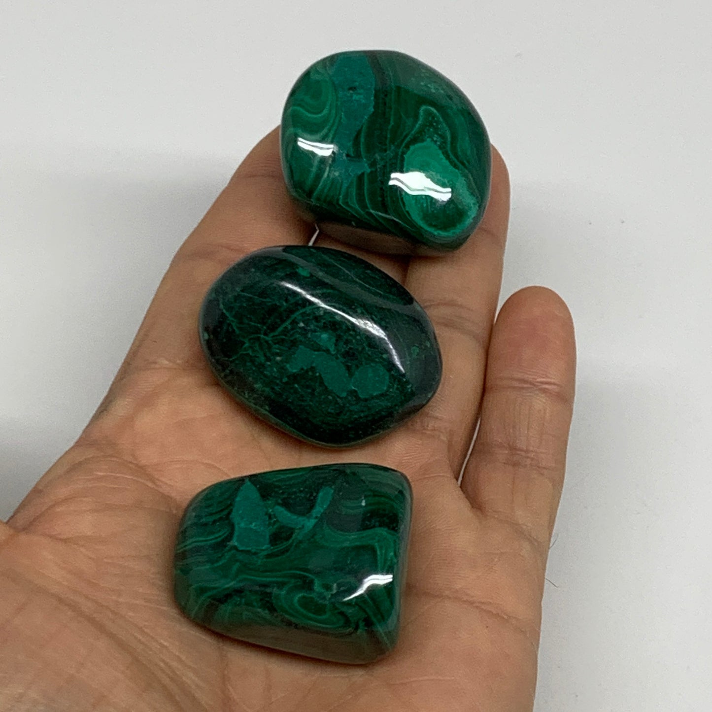 167.4g, 1.4"-1.6", 3pcs, Natural Small Malachite Tumbled Polished, B32829