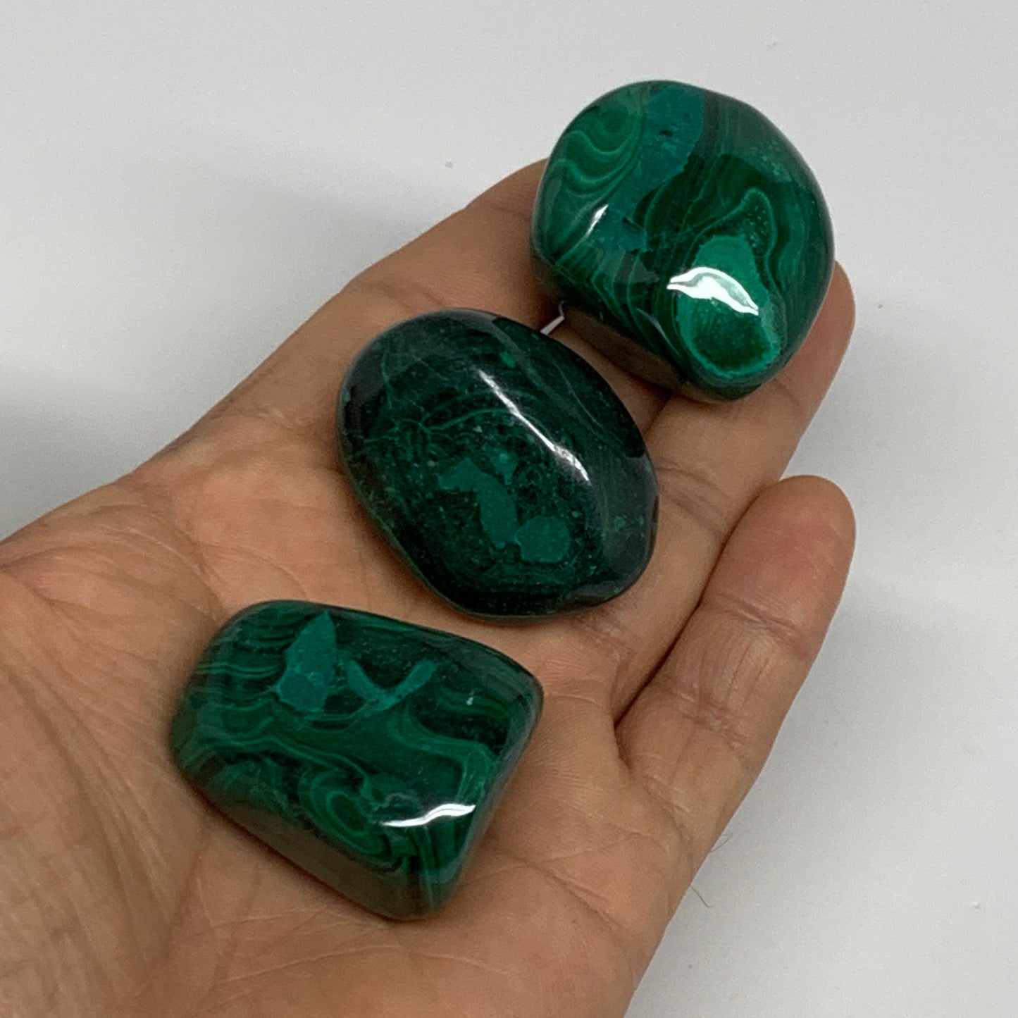 167.4g, 1.4"-1.6", 3pcs, Natural Small Malachite Tumbled Polished, B32829