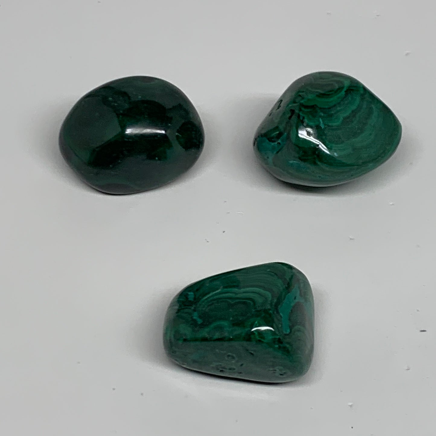 167.4g, 1.4"-1.6", 3pcs, Natural Small Malachite Tumbled Polished, B32829