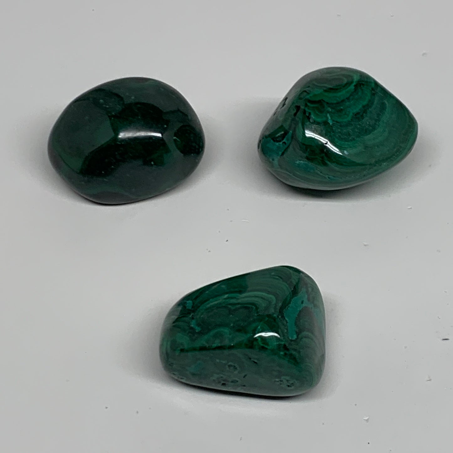 167.4g, 1.4"-1.6", 3pcs, Natural Small Malachite Tumbled Polished, B32829