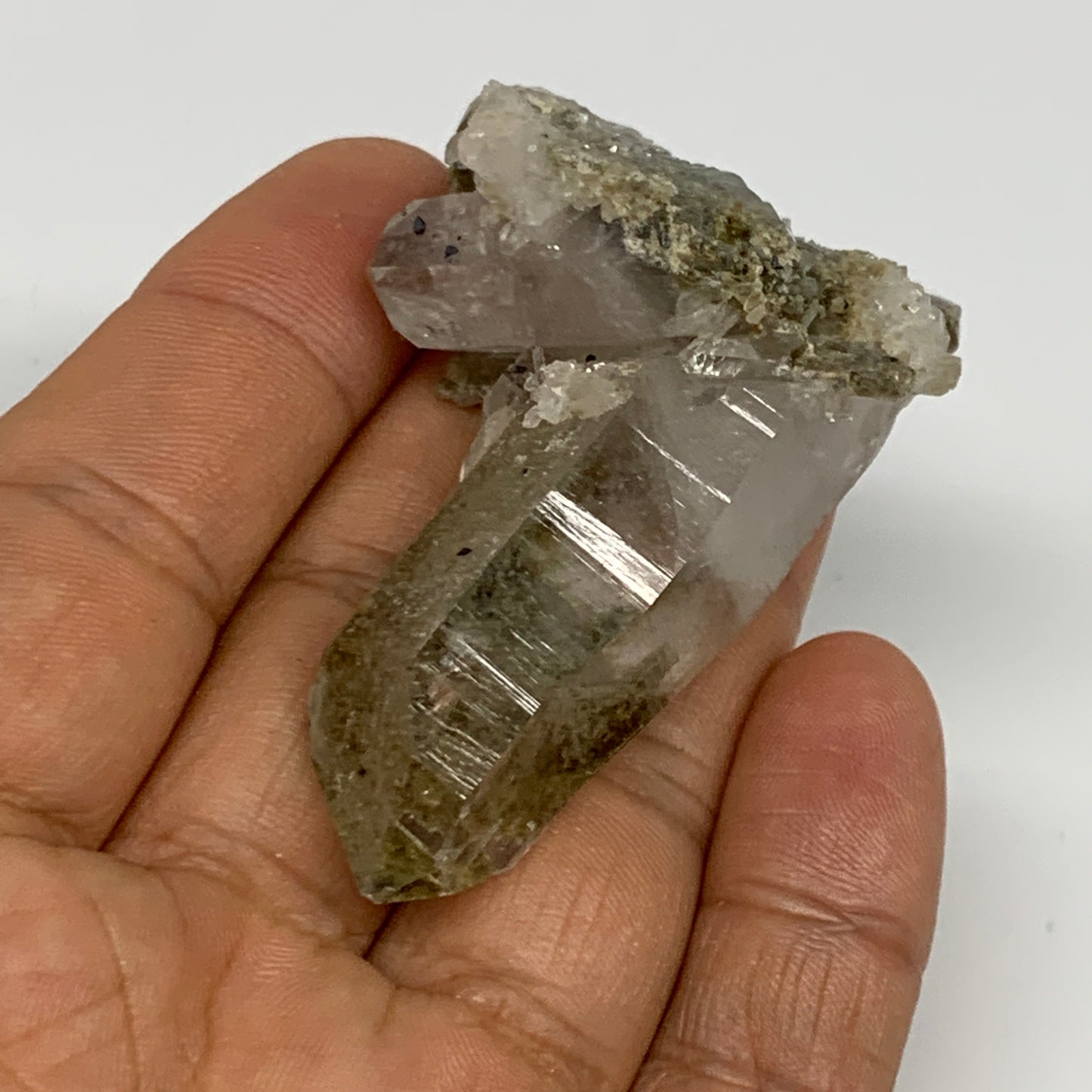 39.2g, 2.2"x1.5"x1", Chlorine Quartz Crystal Mineral,Specimen Terminated,B27673