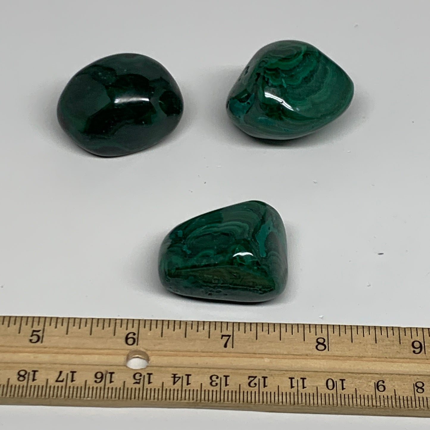 167.4g, 1.4"-1.6", 3pcs, Natural Small Malachite Tumbled Polished, B32829