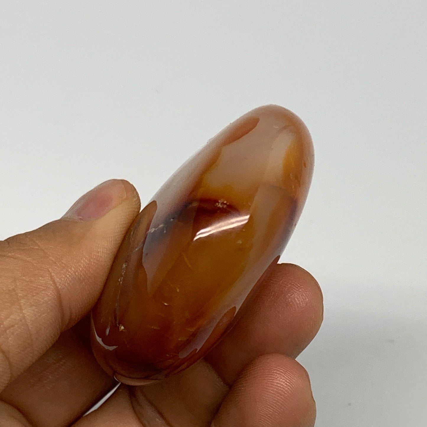 95.8g, 2.2"x2.1"x0.8", Red Carnelian Palm-Stone Gem Crystal Polished, B28450