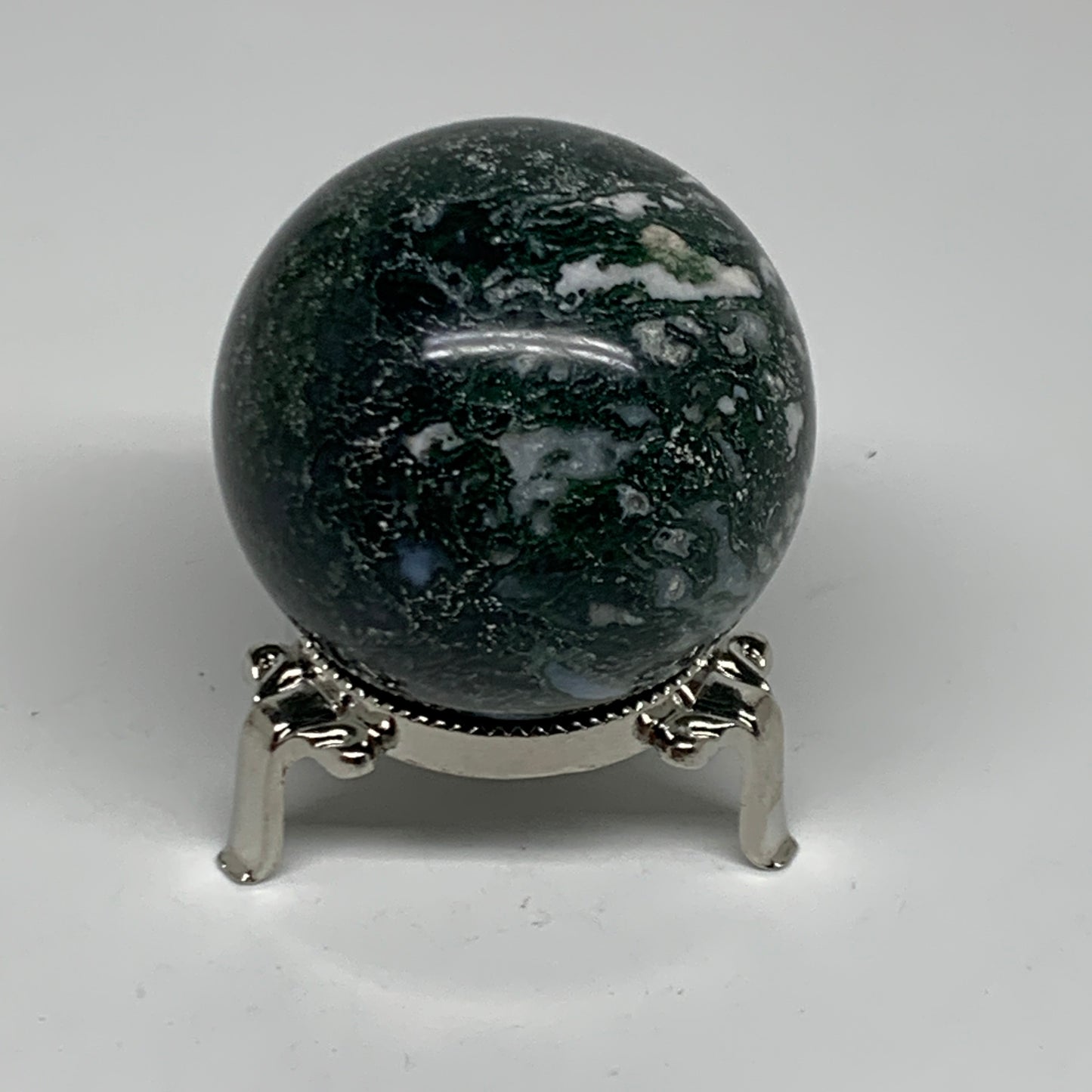 214.9g, 2.1"(54mm), Natural Moss Agate Sphere Ball Gemstone @India,B34925