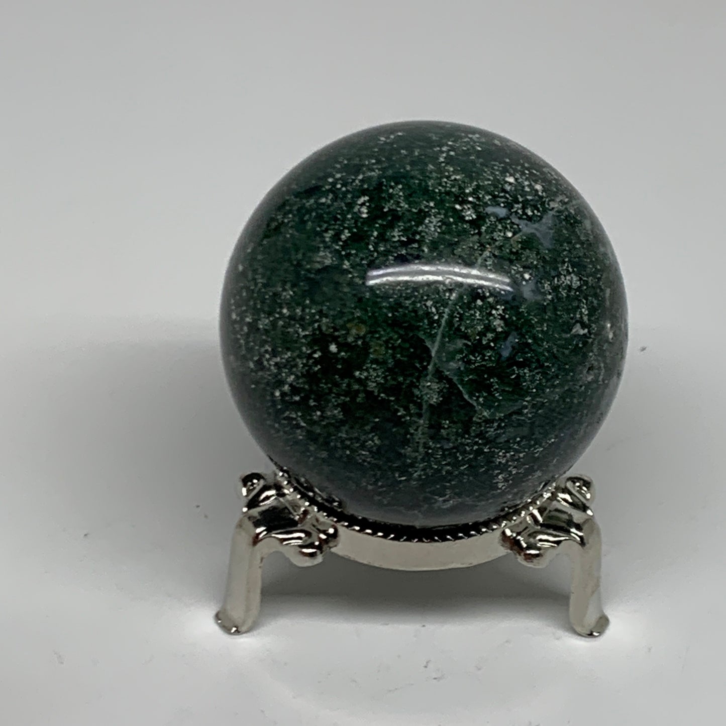 214.9g, 2.1"(54mm), Natural Moss Agate Sphere Ball Gemstone @India,B34925