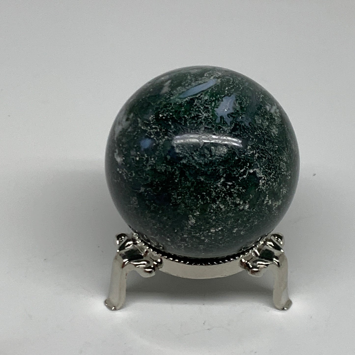 214.9g, 2.1"(54mm), Natural Moss Agate Sphere Ball Gemstone @India,B34925