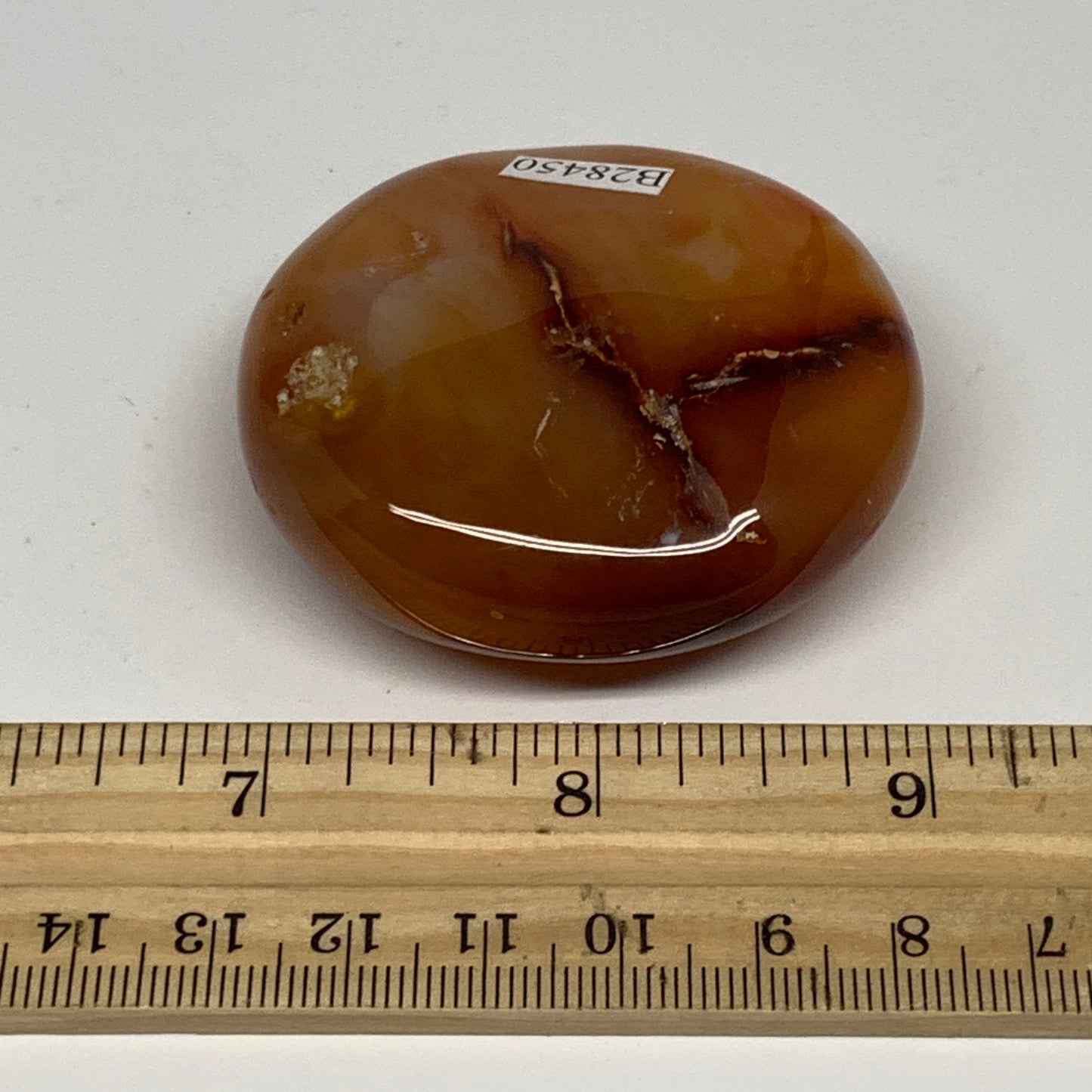 95.8g, 2.2"x2.1"x0.8", Red Carnelian Palm-Stone Gem Crystal Polished, B28450