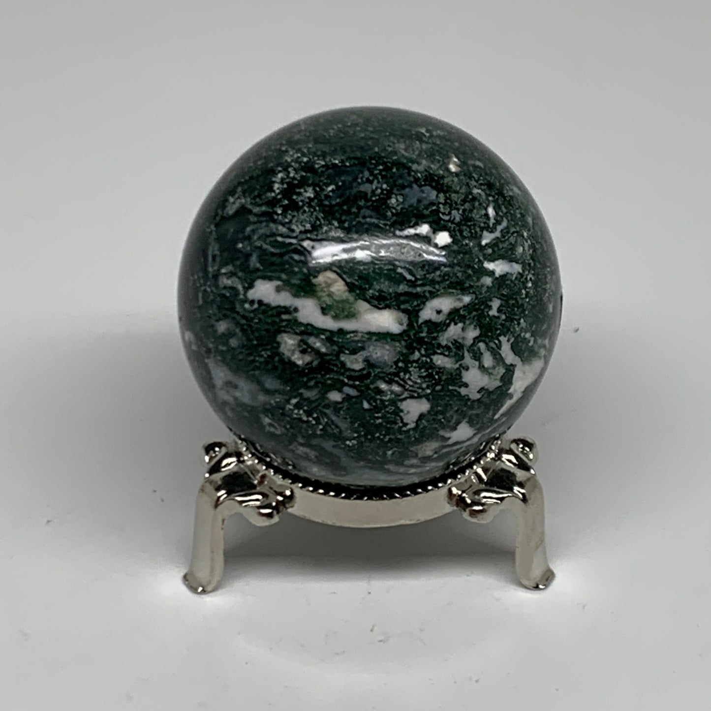 214.9g, 2.1"(54mm), Natural Moss Agate Sphere Ball Gemstone @India,B34925