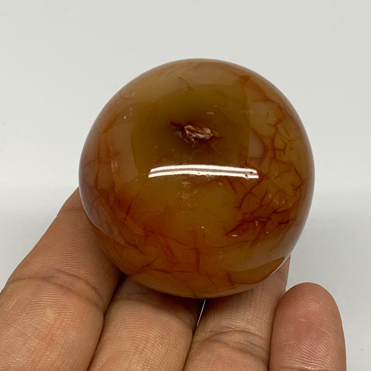 110.4g, 1.8"x1.8"x1.4", Red Carnelian Palm-Stone Gem Crystal Polished, B28452