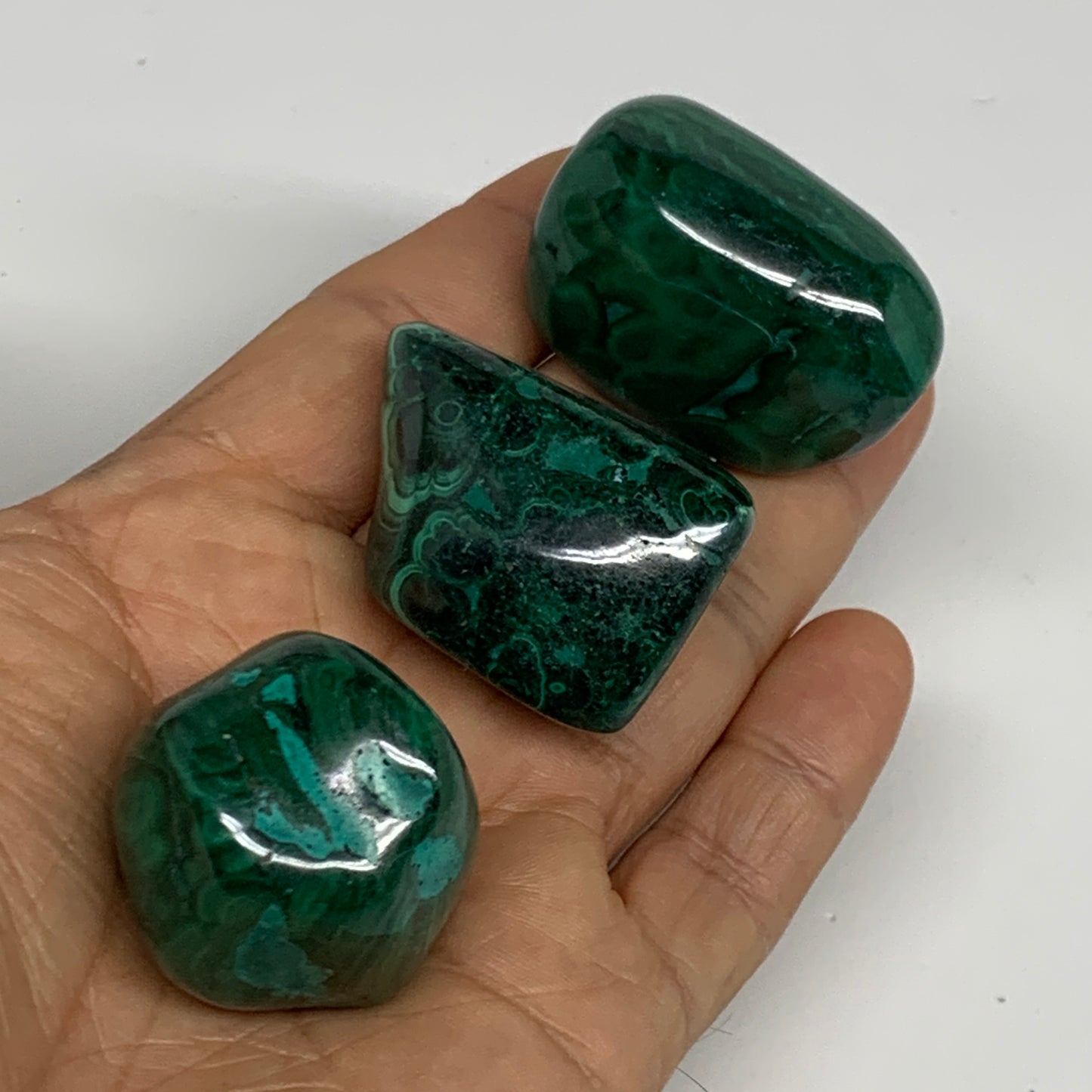 178.8g, 1.1"-1.6", 3pcs, Natural Small Malachite Tumbled Polished, B32832