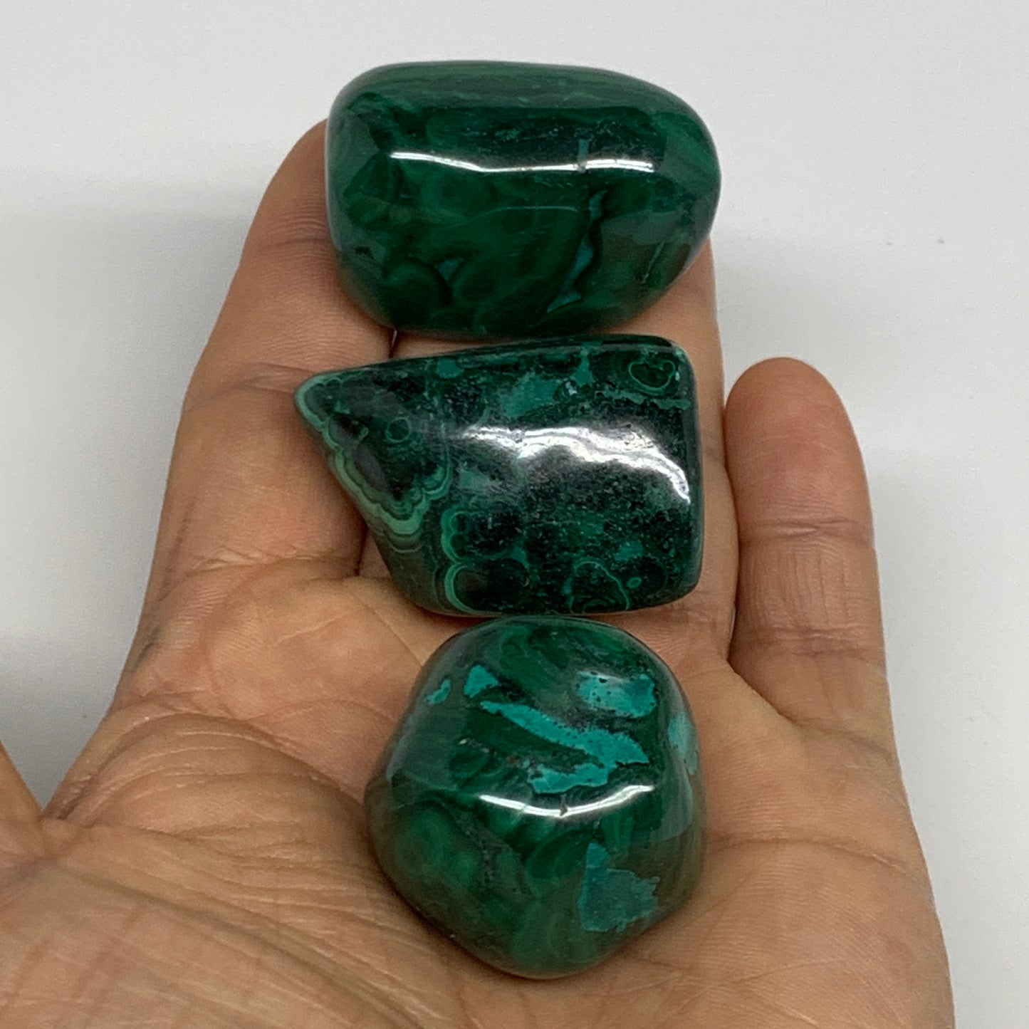 178.8g, 1.1"-1.6", 3pcs, Natural Small Malachite Tumbled Polished, B32832