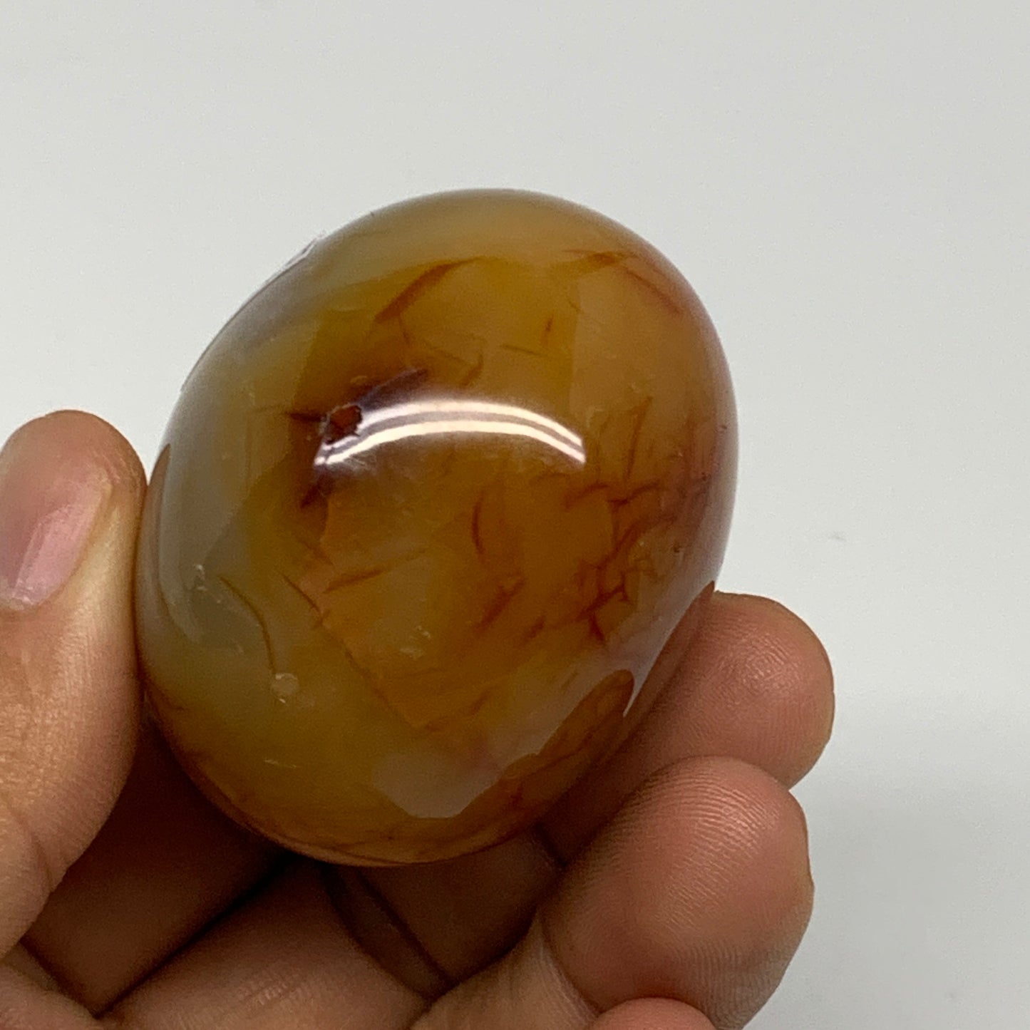 110.4g, 1.8"x1.8"x1.4", Red Carnelian Palm-Stone Gem Crystal Polished, B28452