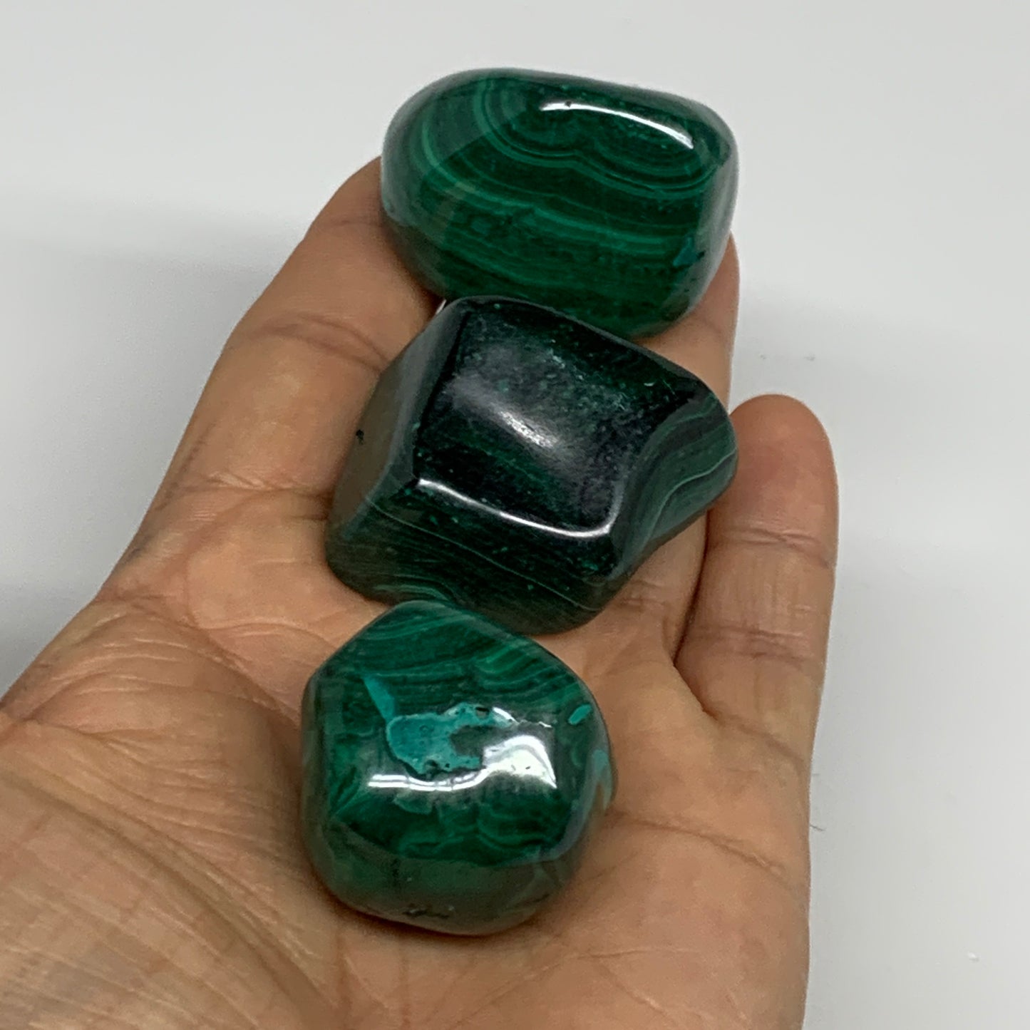 178.8g, 1.1"-1.6", 3pcs, Natural Small Malachite Tumbled Polished, B32832