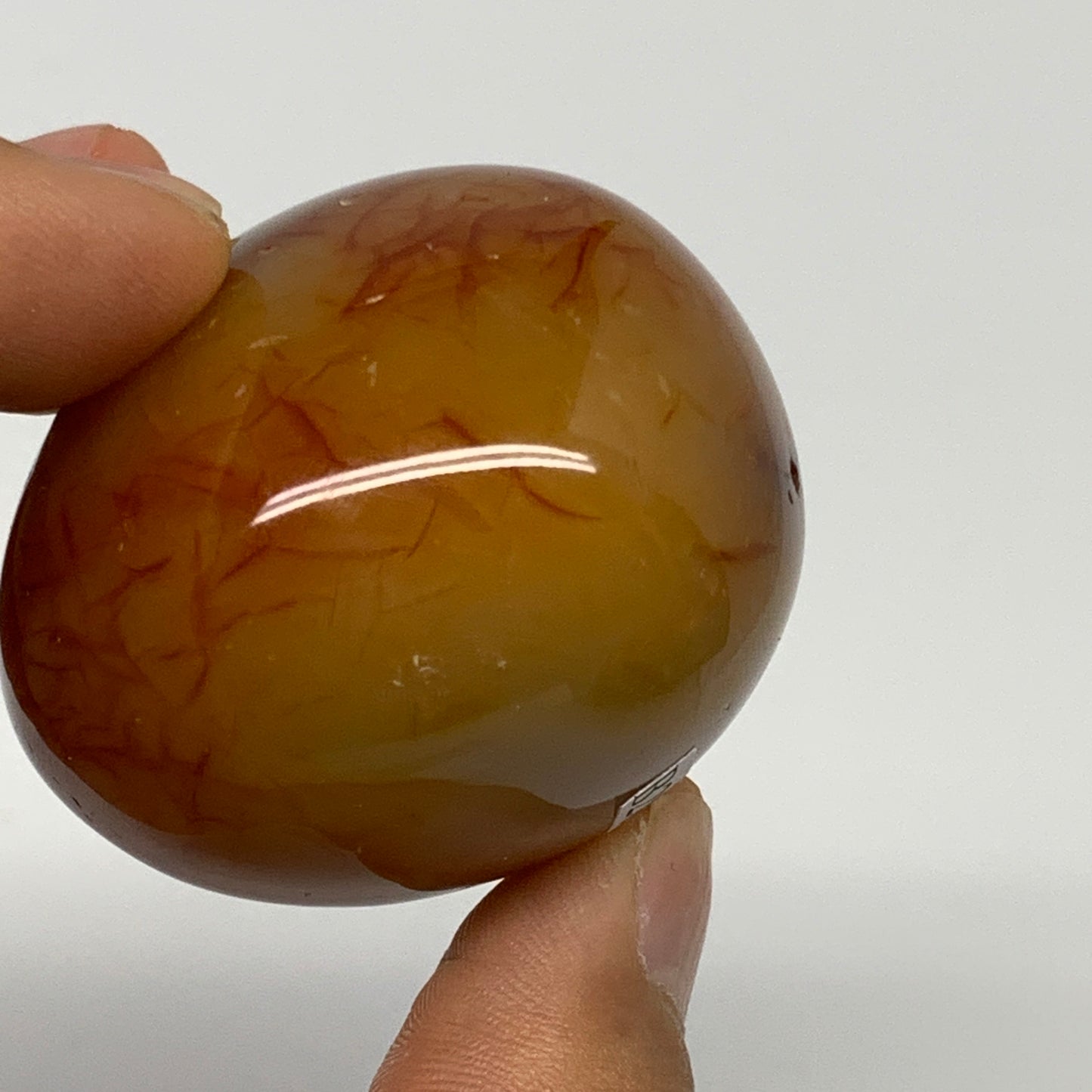 110.4g, 1.8"x1.8"x1.4", Red Carnelian Palm-Stone Gem Crystal Polished, B28452