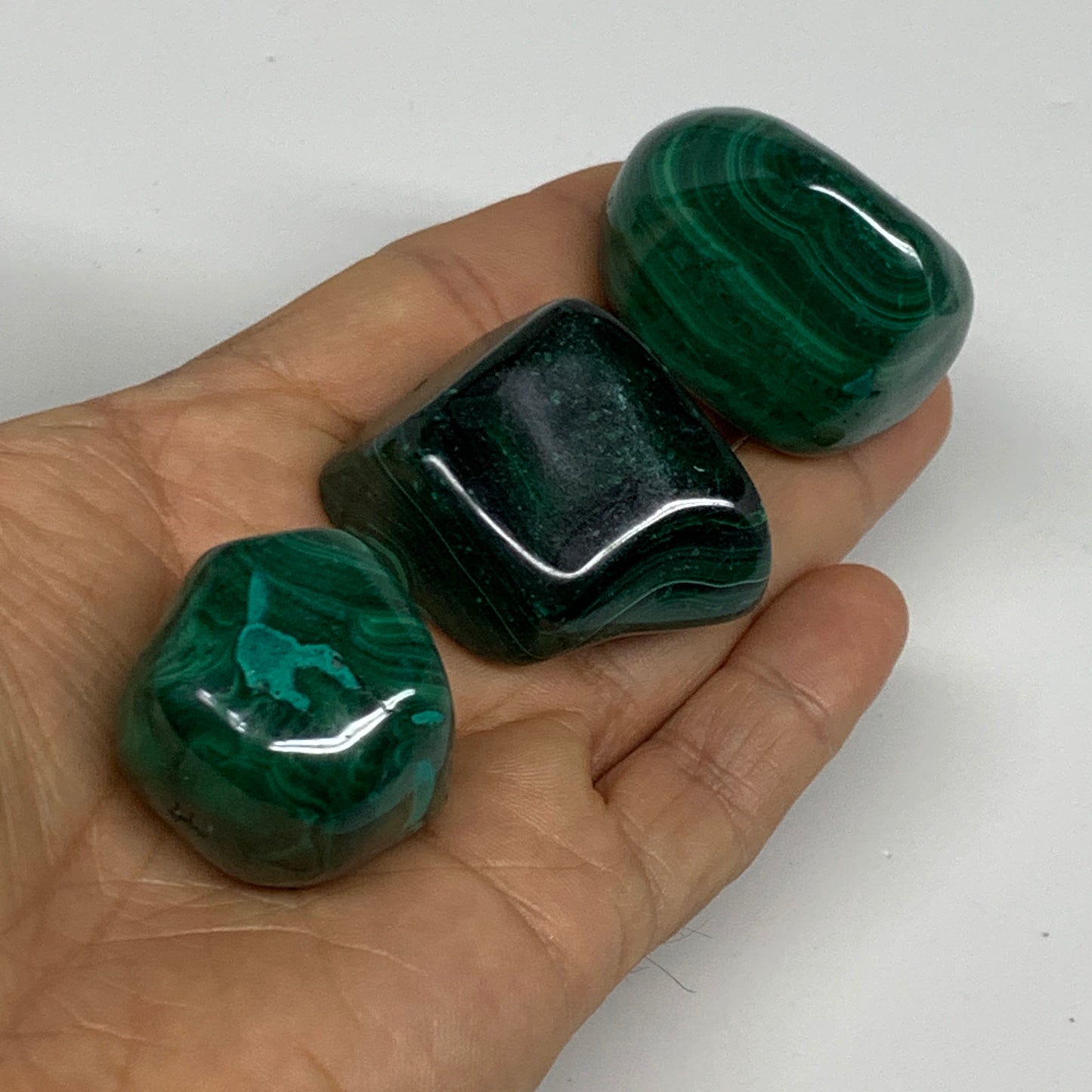 178.8g, 1.1"-1.6", 3pcs, Natural Small Malachite Tumbled Polished, B32832