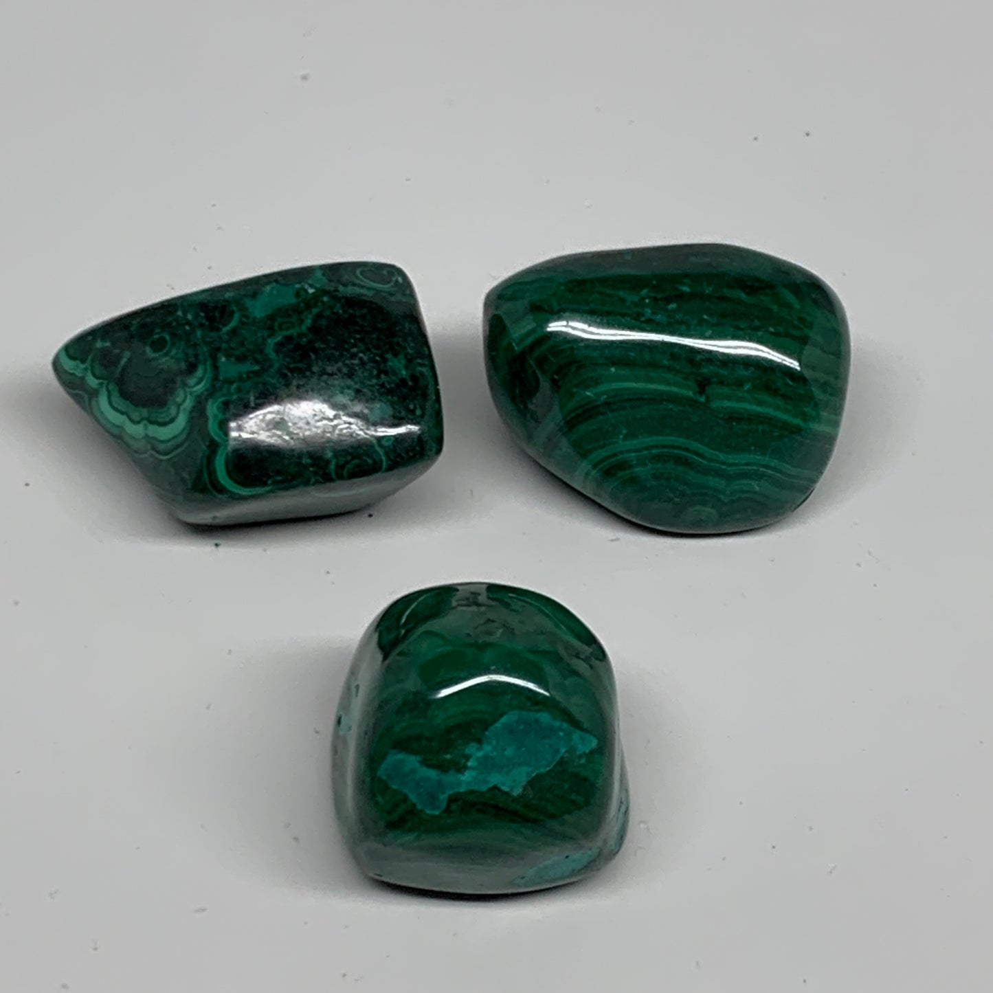 178.8g, 1.1"-1.6", 3pcs, Natural Small Malachite Tumbled Polished, B32832