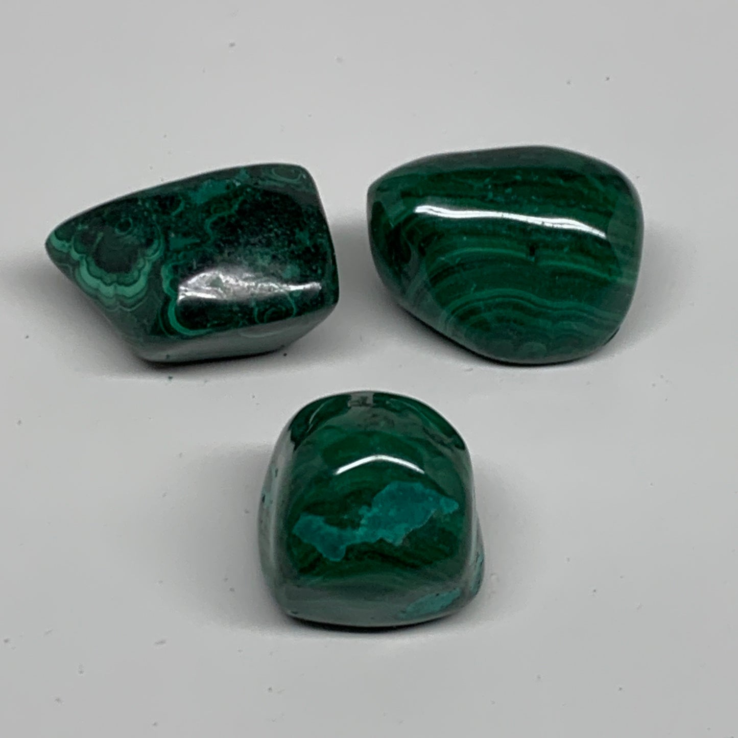 178.8g, 1.1"-1.6", 3pcs, Natural Small Malachite Tumbled Polished, B32832