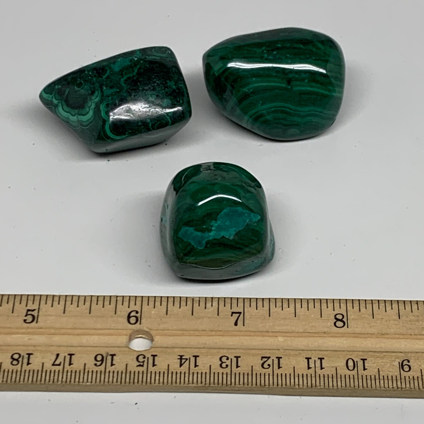 178.8g, 1.1"-1.6", 3pcs, Natural Small Malachite Tumbled Polished, B32832