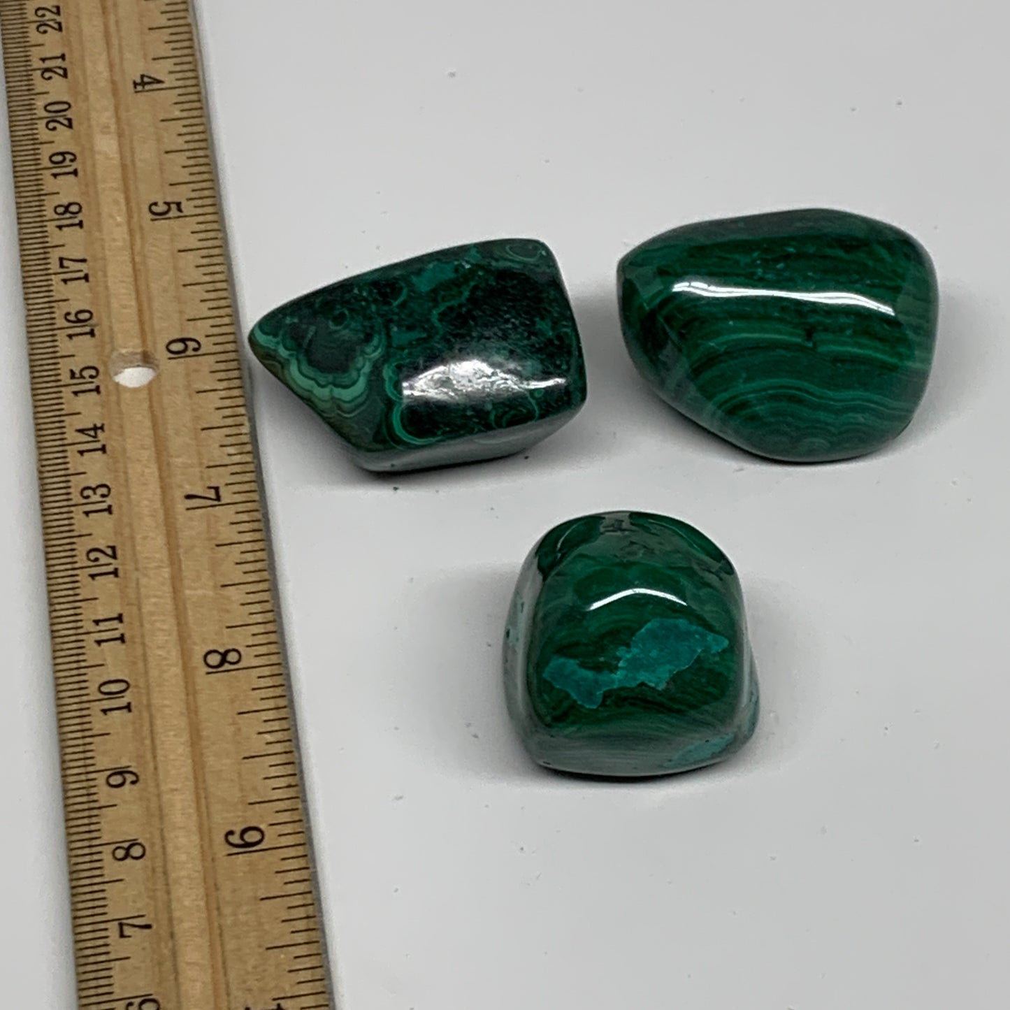 178.8g, 1.1"-1.6", 3pcs, Natural Small Malachite Tumbled Polished, B32832