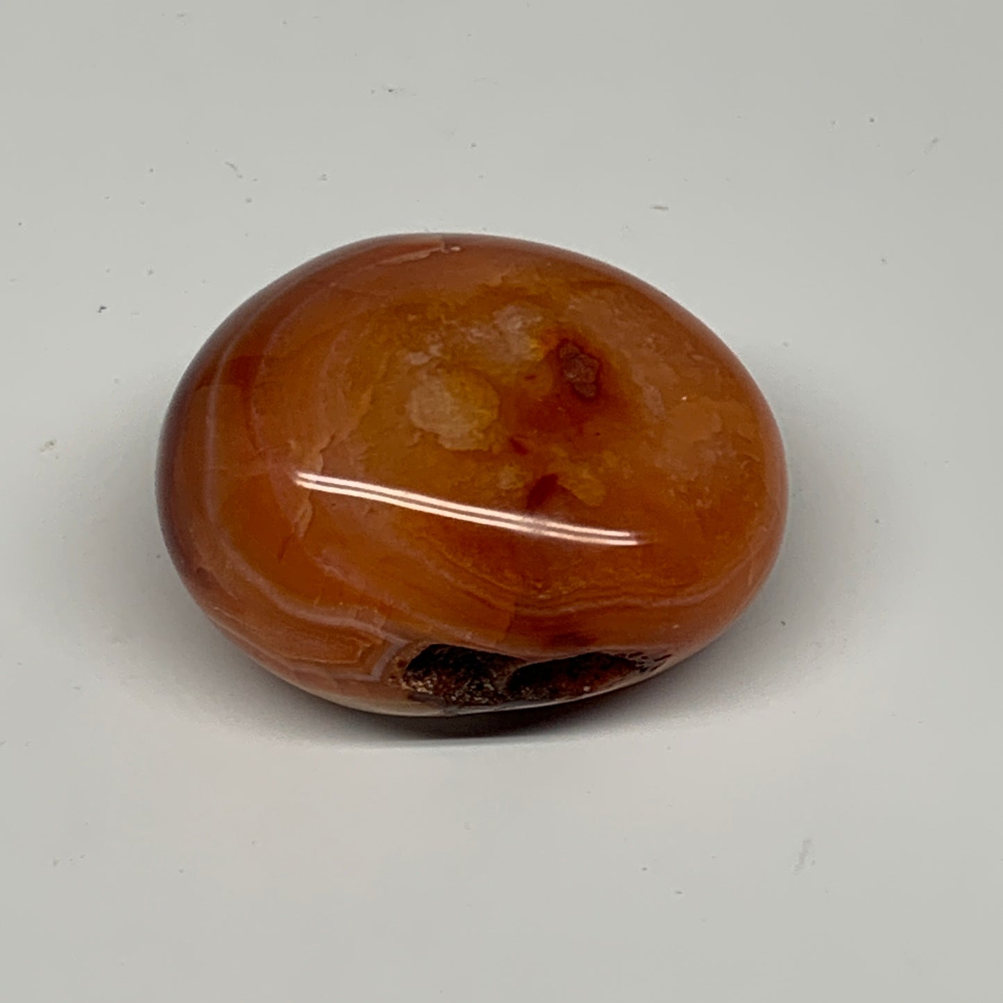 113.7g, 2.2"x1.8"x1.2", Red Carnelian Palm-Stone Gem Crystal Polished, B28453