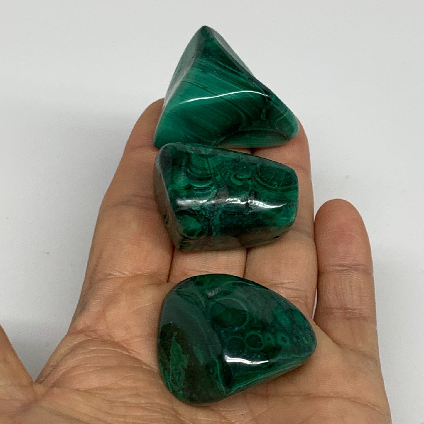 132g, 1.2"-1.5", 3pcs, Natural Small Malachite Tumbled Polished, B32833