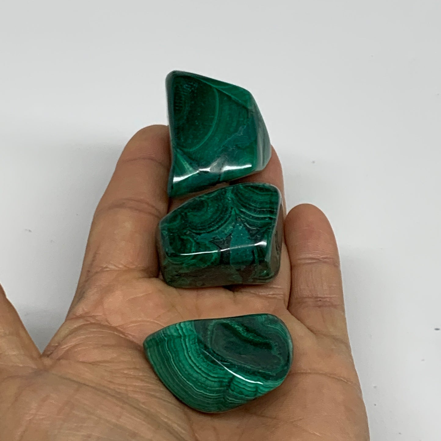 132g, 1.2"-1.5", 3pcs, Natural Small Malachite Tumbled Polished, B32833