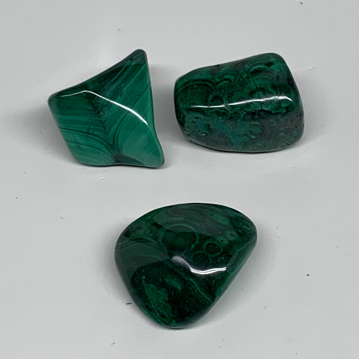 132g, 1.2"-1.5", 3pcs, Natural Small Malachite Tumbled Polished, B32833